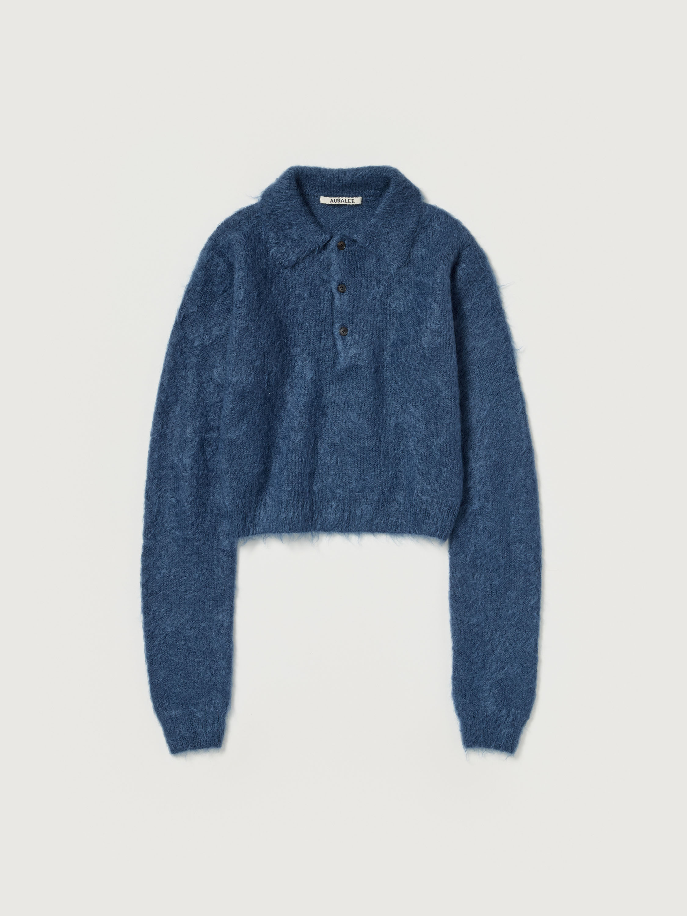 BRUSHED SUPER KID MOHAIR KNIT POLO 詳細画像 LIGHT NAVY 5