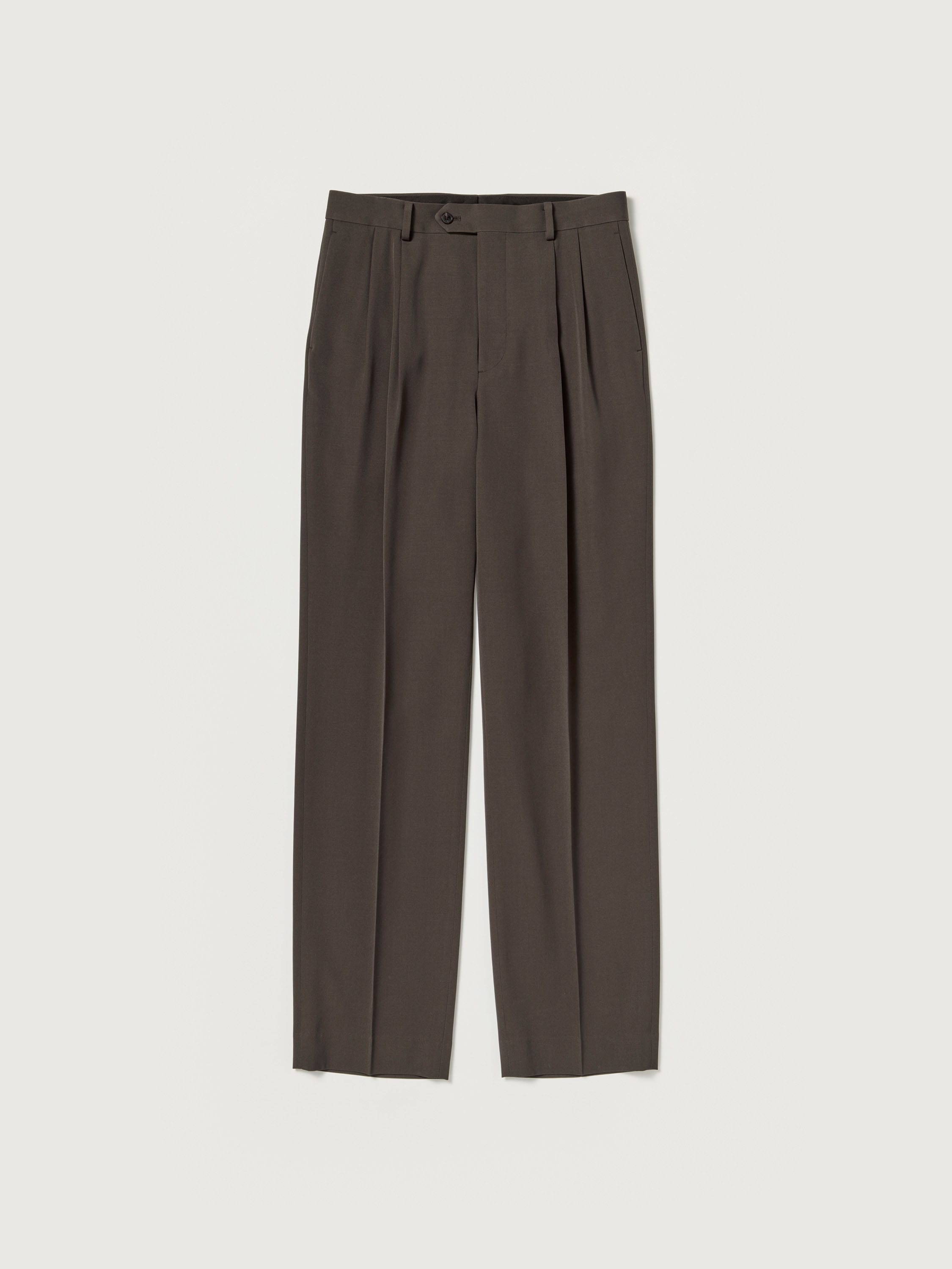 LIGHT WOOL MAX GABARDINE TWO-TUCK SLACKS 詳細画像 DARK BROWN 1