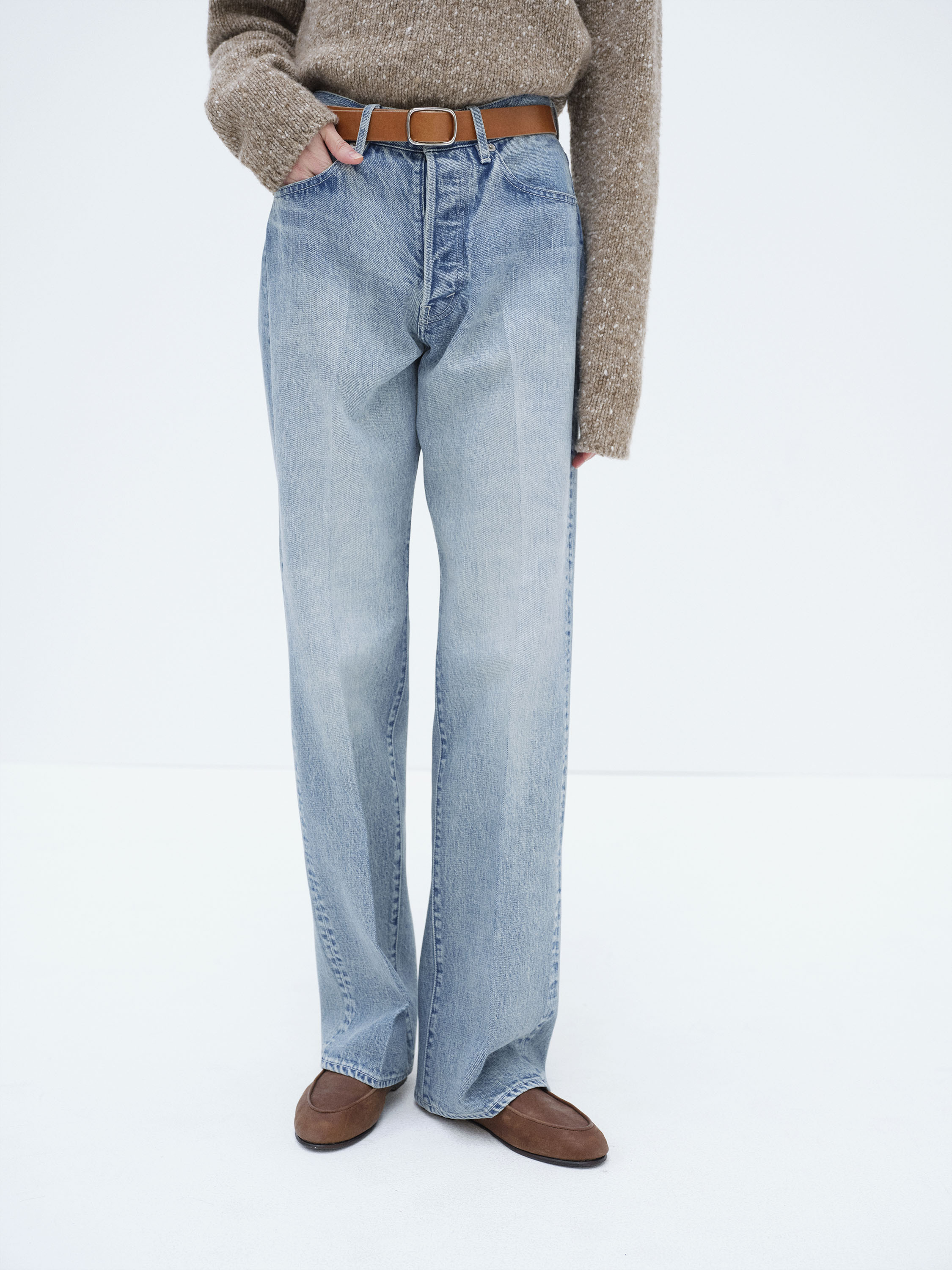 FADED HEAVY DENIM CENTER-PLEATED PANTS 詳細画像 FADED INDIGO 2