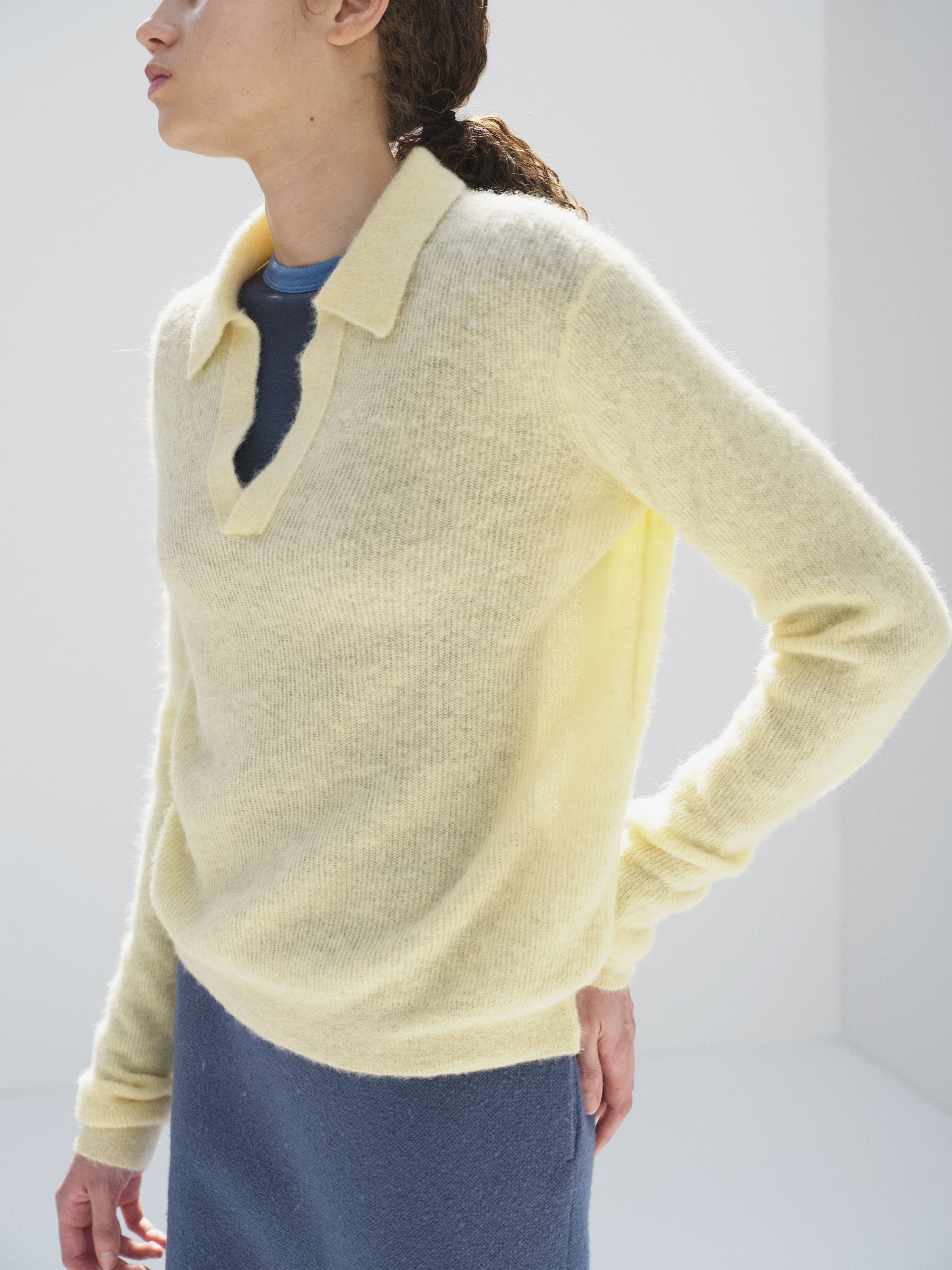 BABY SURI ALPACA SHEER KNIT SKIPPER POLO 詳細画像 ECRU 3