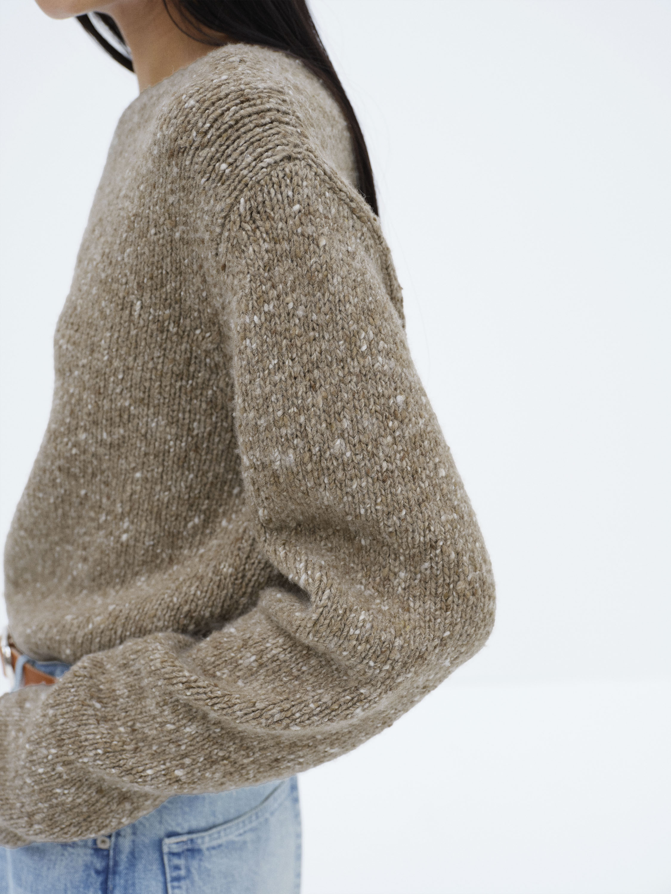 LOW-GAUGE HOMESPUN TWEED KNIT BOAT-NECK P/O 詳細画像 TOP BROWN 3