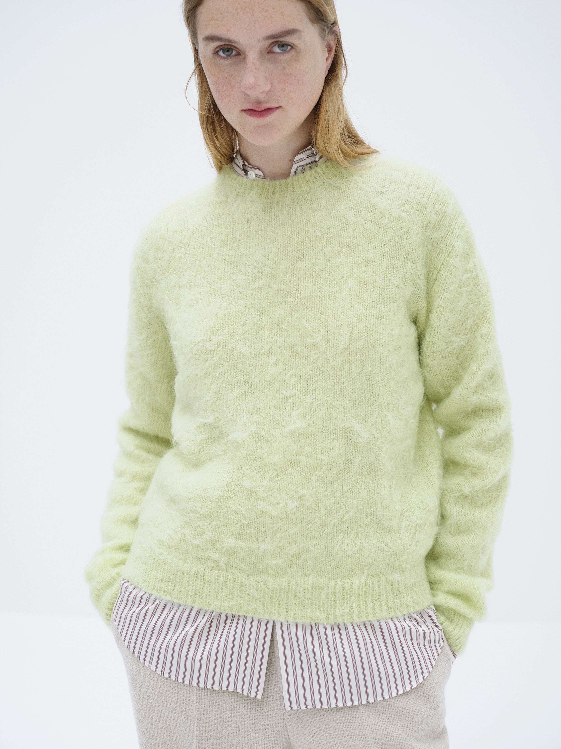 BRUSHED SUPER KID MOHAIR KNIT P/O 詳細画像 LIGHT LIME 2