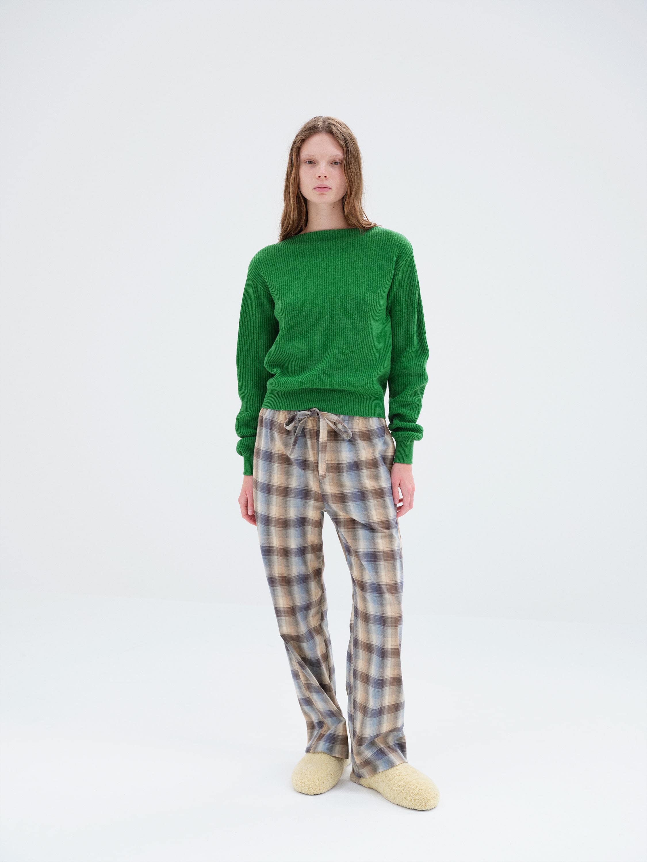 SUPER FINE WOOL CASHMERE RIB KNIT P/O 詳細画像 FOREST GREEN 1