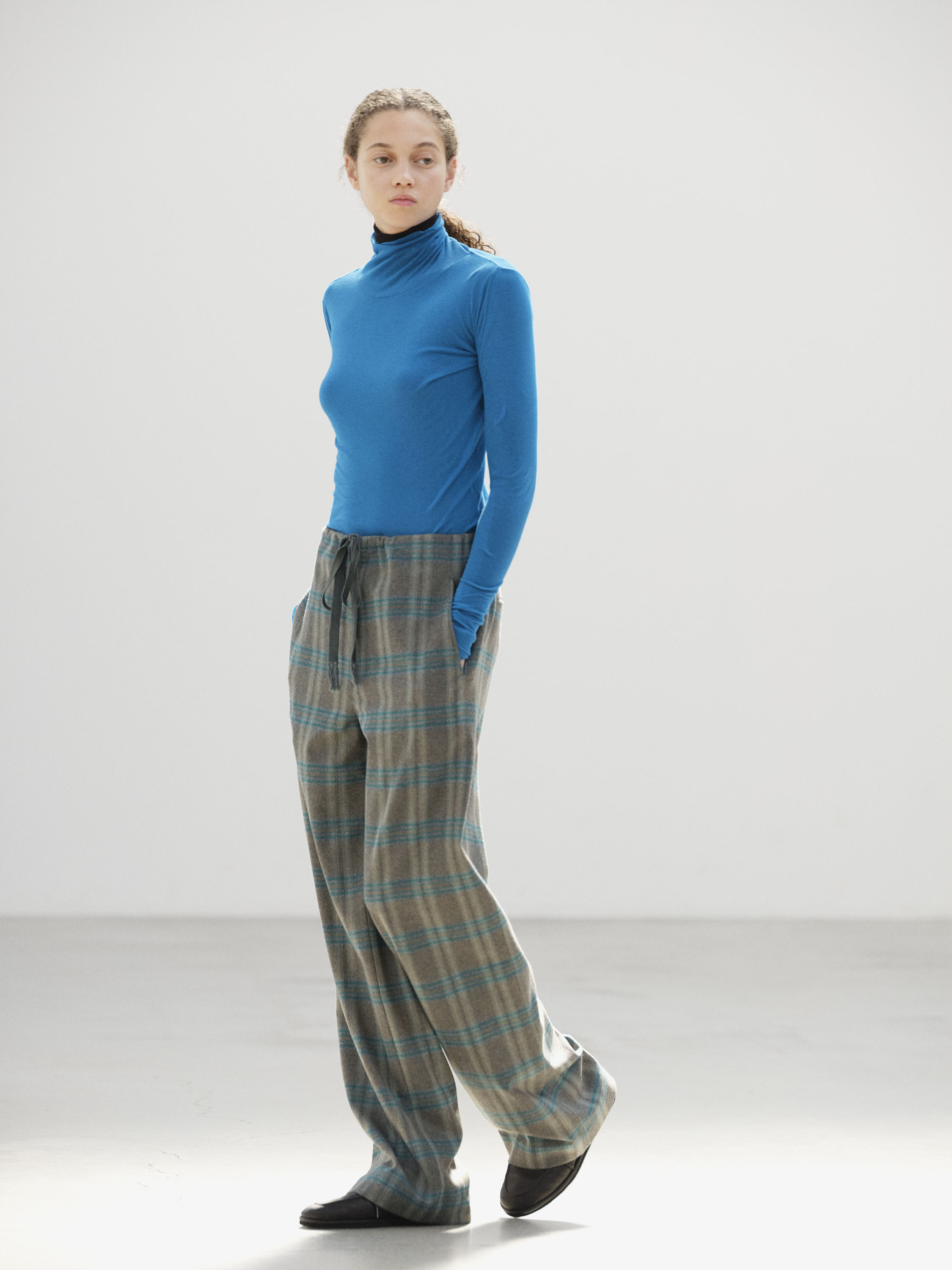 WOOL FULLING FLANNEL DRAWSTRING PANTS 詳細画像 TOP BROWN GREEN CHECK 3