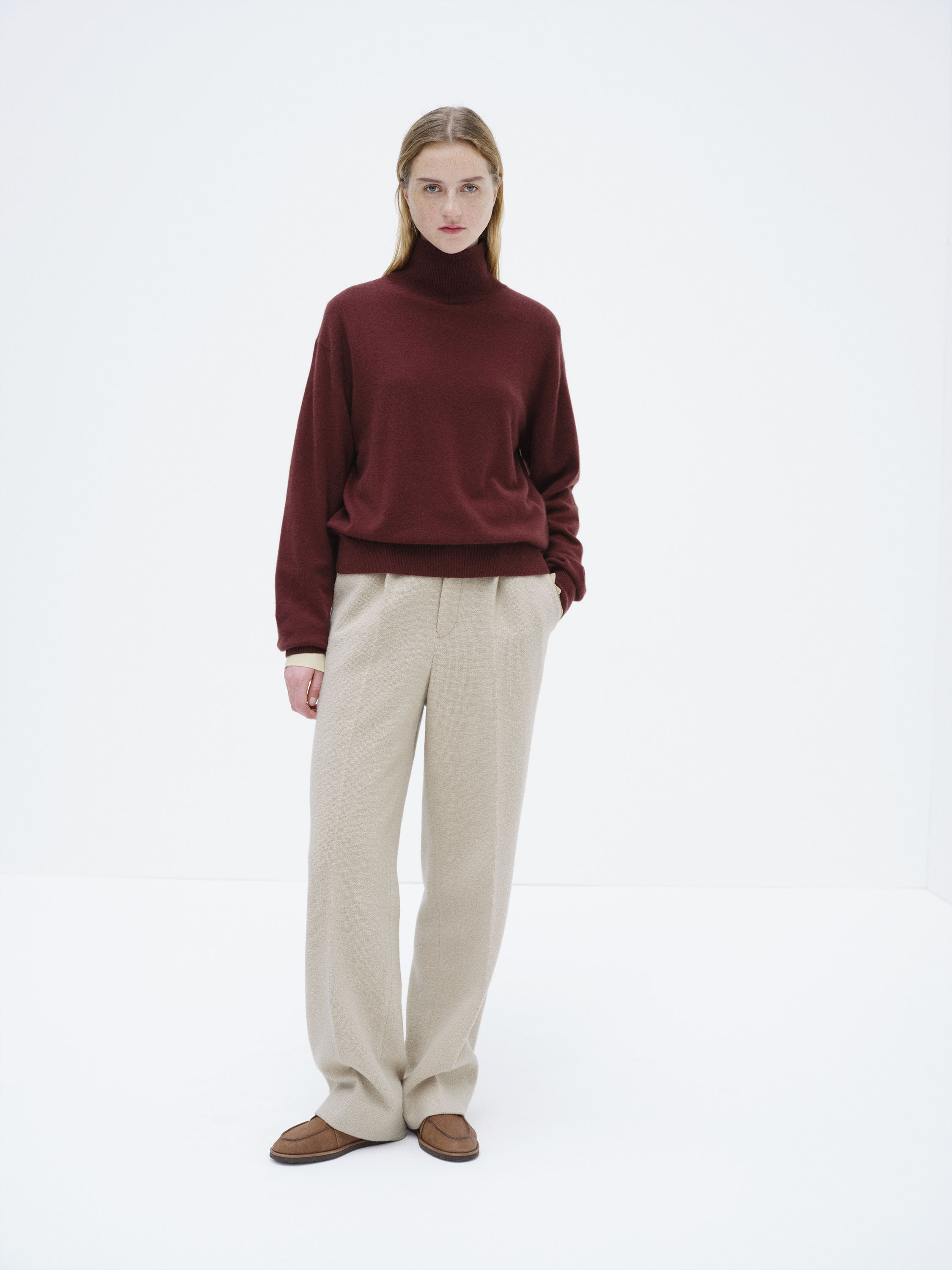 HOMESPUN TWEED ONE-TUCK SLACKS 詳細画像 IVORY BEIGE 2