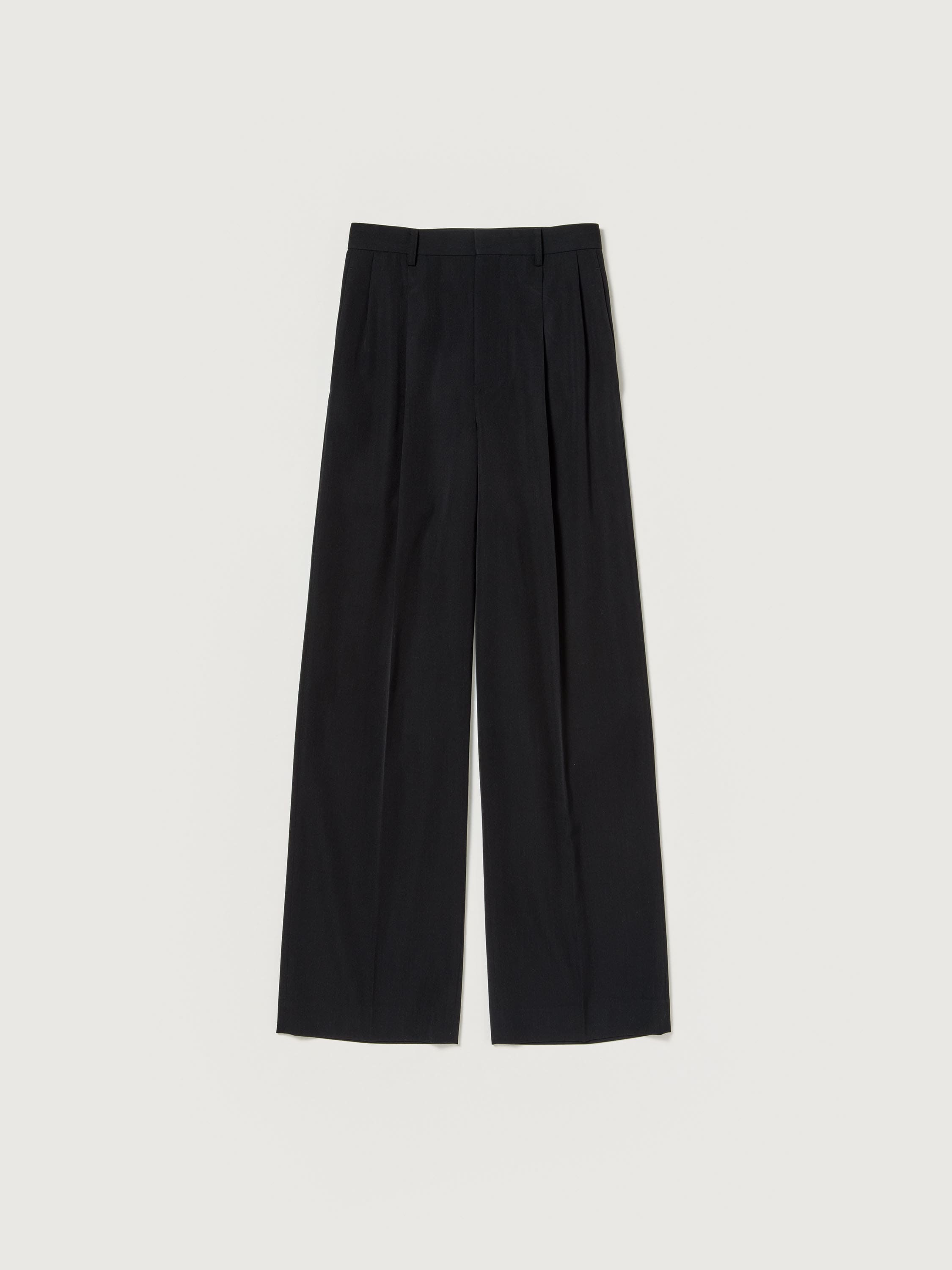 LIGHT WOOL MAX GABARDINE TWO-TUCK SLACKS 詳細画像 TOP BLACK 1