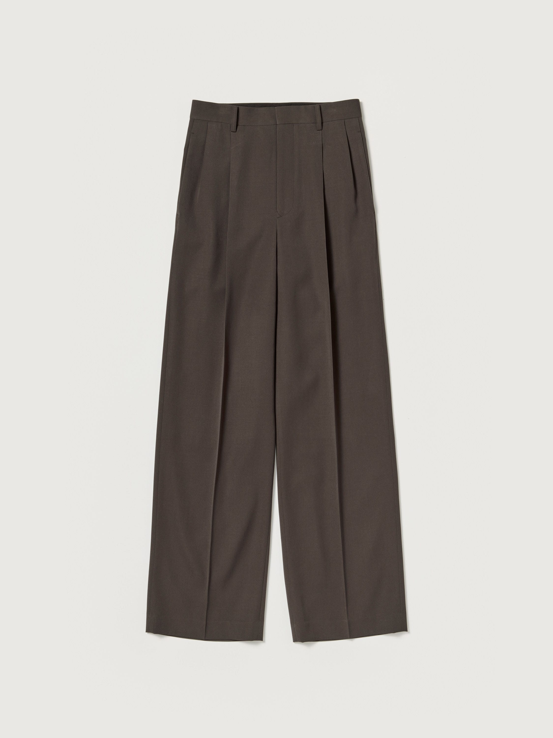LIGHT WOOL MAX GABARDINE TWO-TUCK SLACKS 詳細画像 DARK BROWN 1