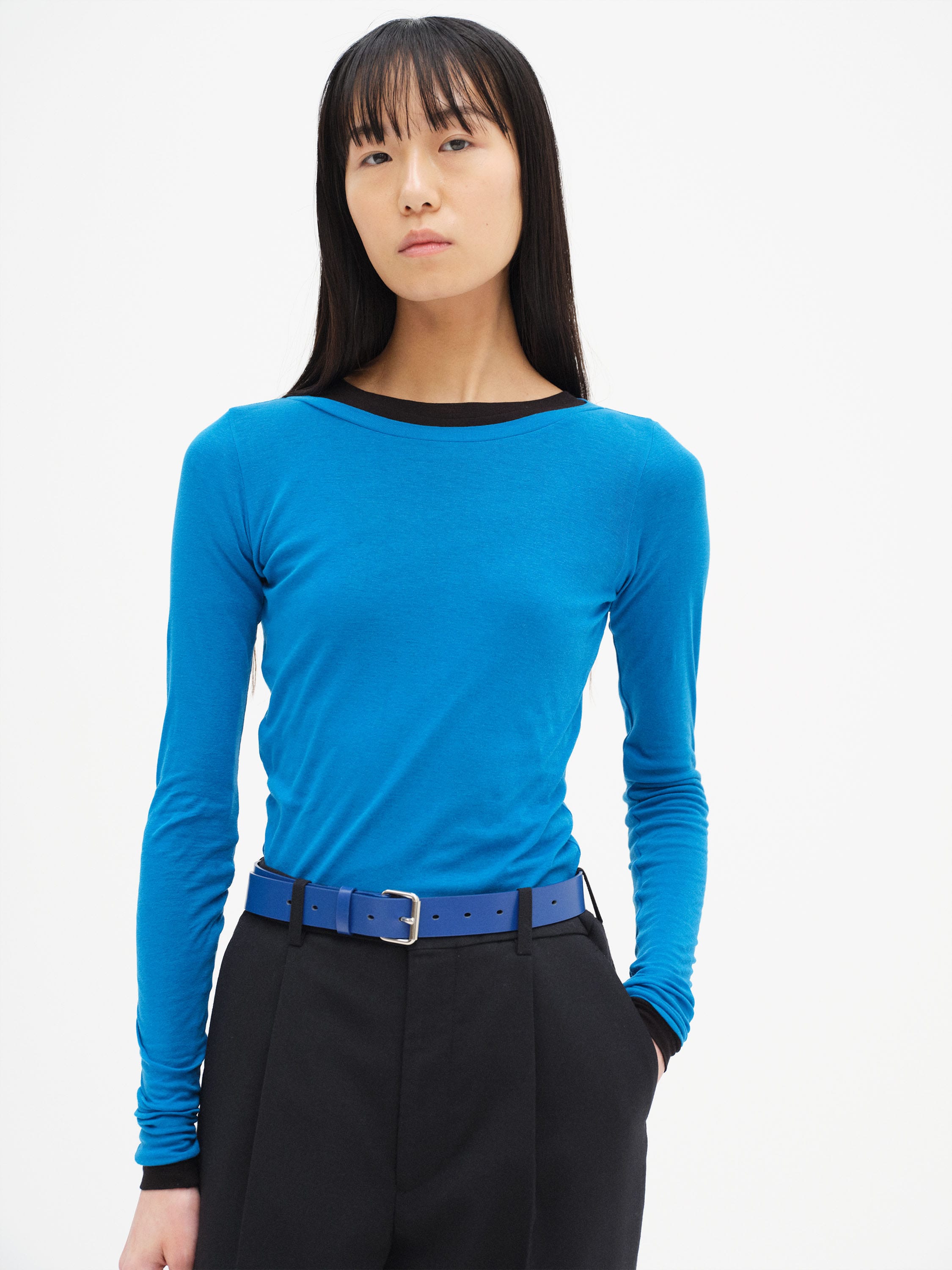 SUPER HIGH GAUGE SHEER RIB WIDE-NECK L/S TEE 詳細画像 BLUE 1
