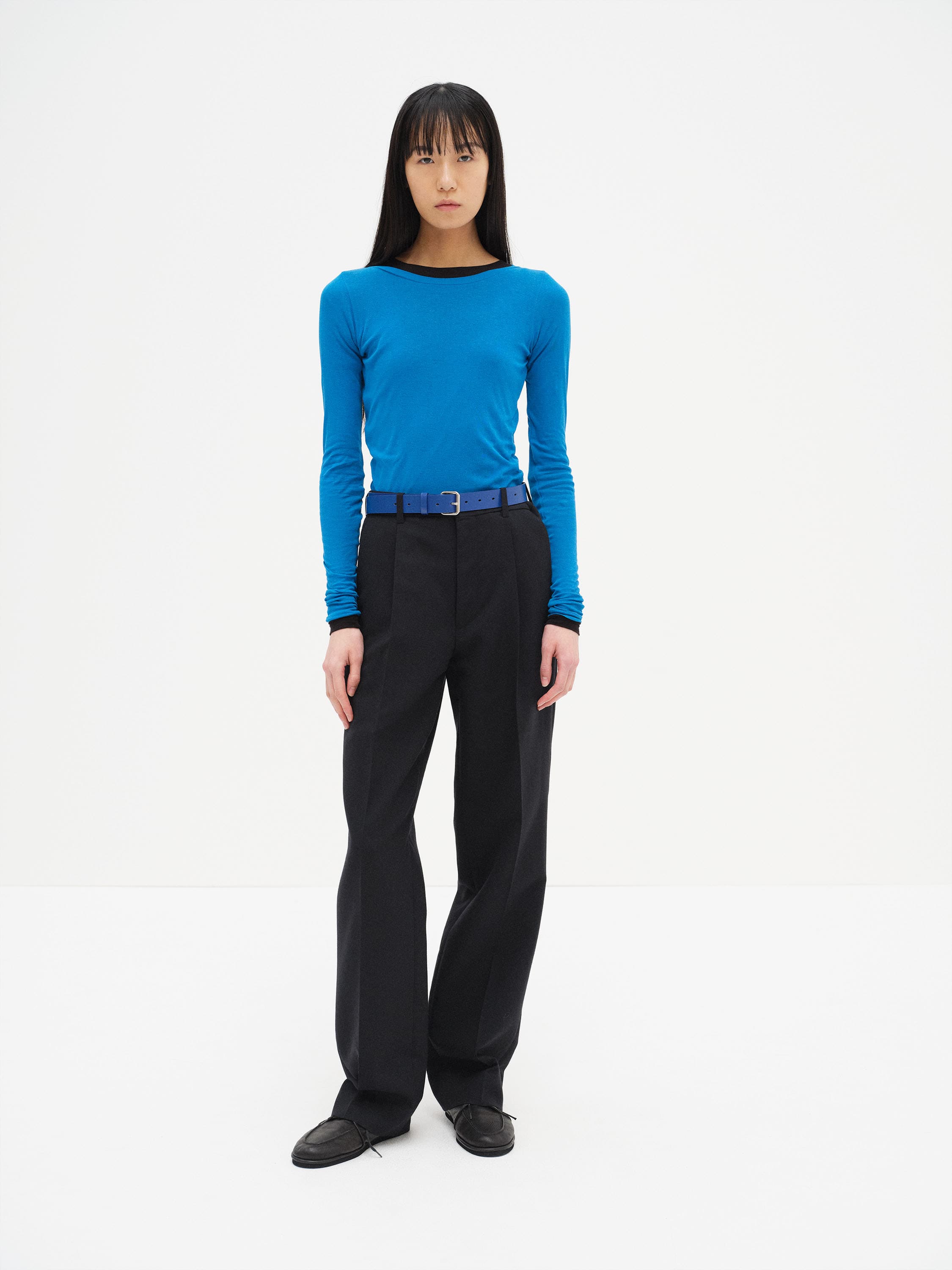 SUPER HIGH GAUGE SHEER RIB WIDE-NECK L/S TEE 詳細画像 BLUE 2