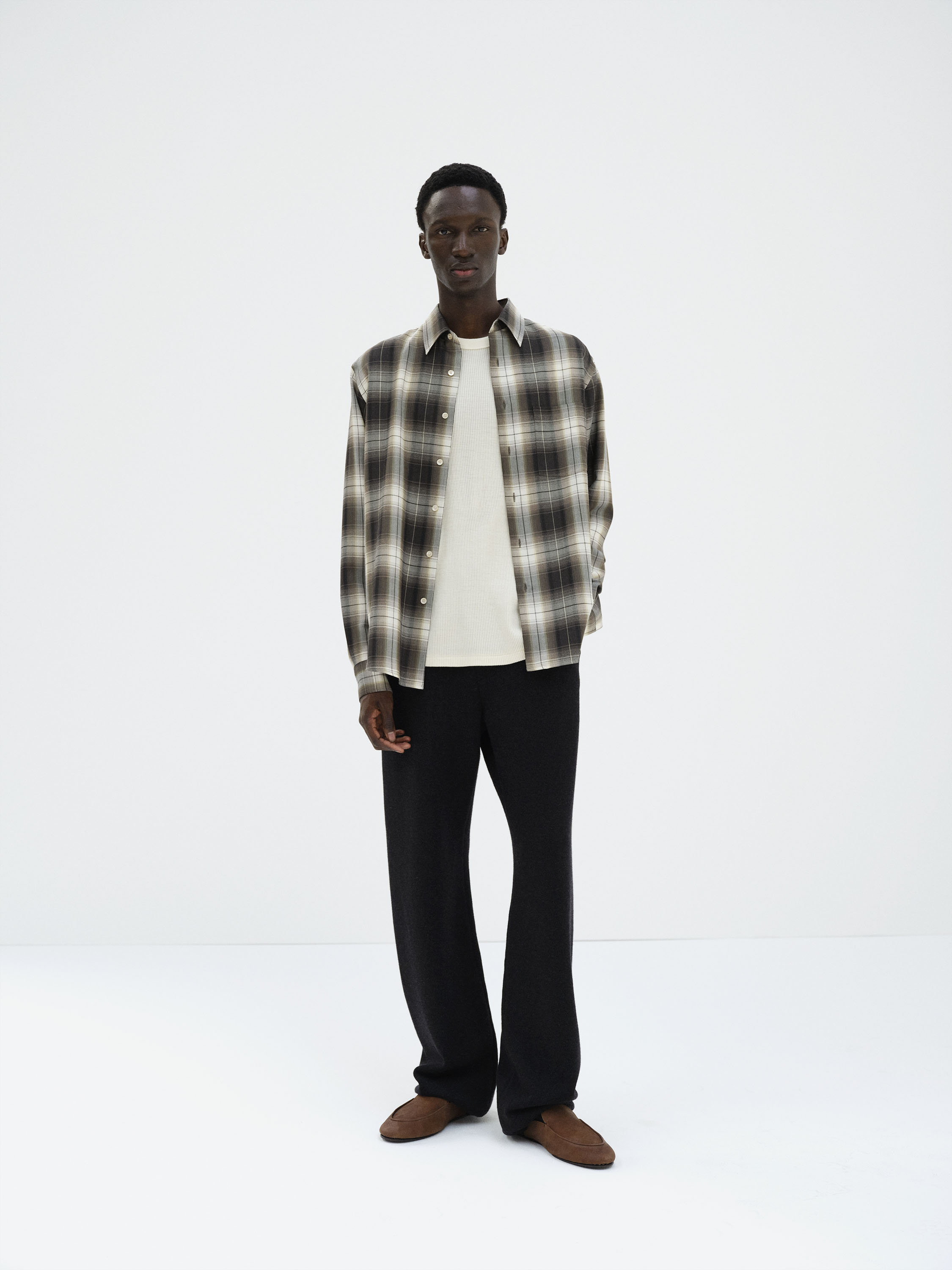 SUPER LIGHT WOOL CHECK SHIRT 詳細画像 BROWN CHARCOAL CHECK 1