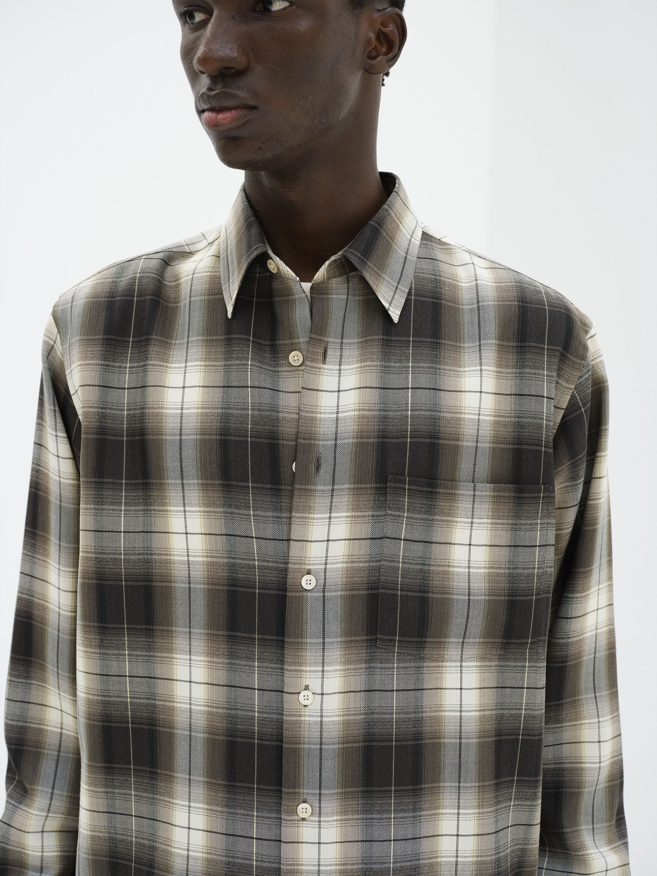 SUPER LIGHT WOOL CHECK SHIRT 詳細画像 BROWN CHARCOAL CHECK 4