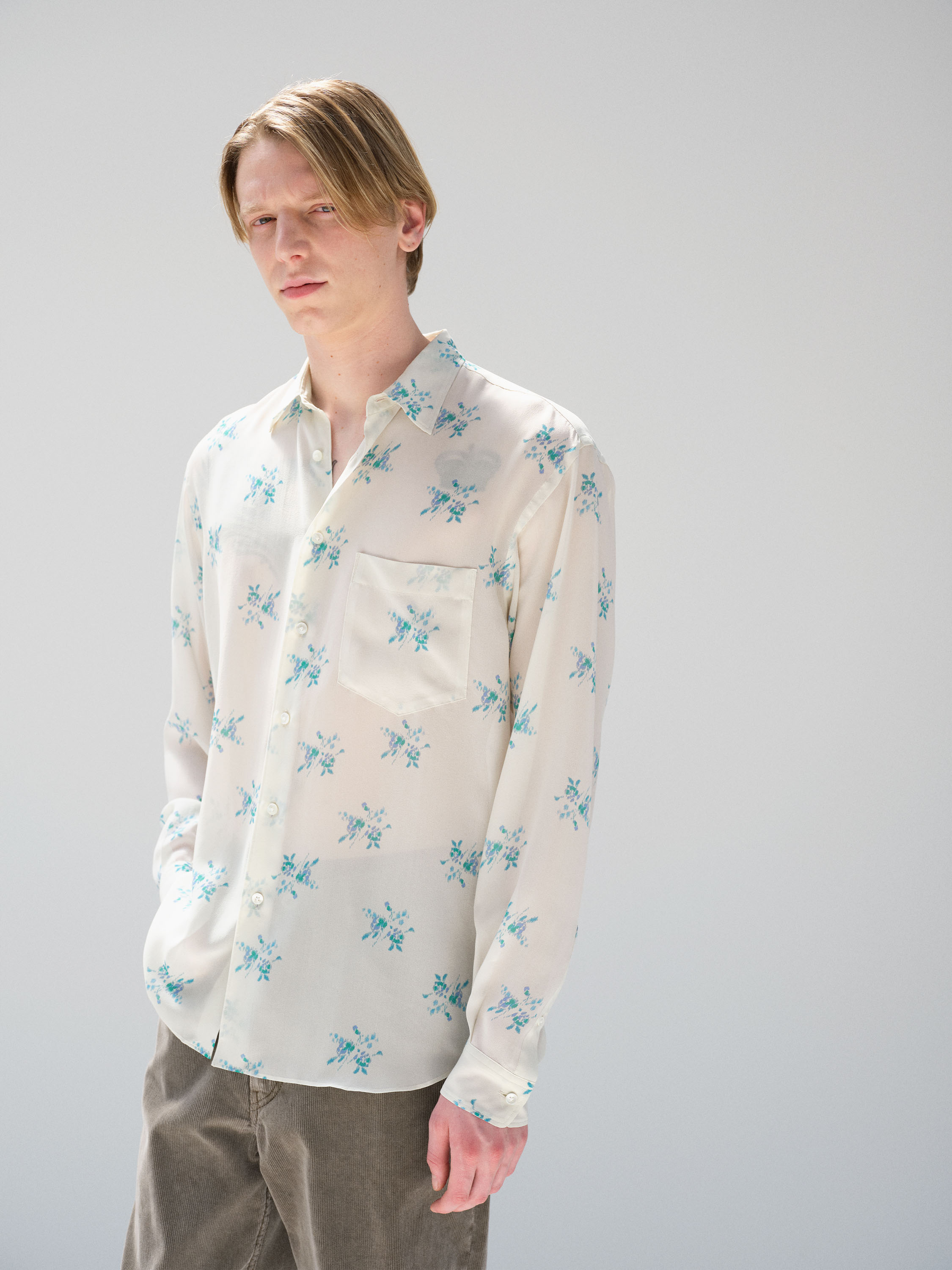 PRINTED AIRY SILK GEORGETTE SHIRT 詳細画像 IVORY WHITE 1