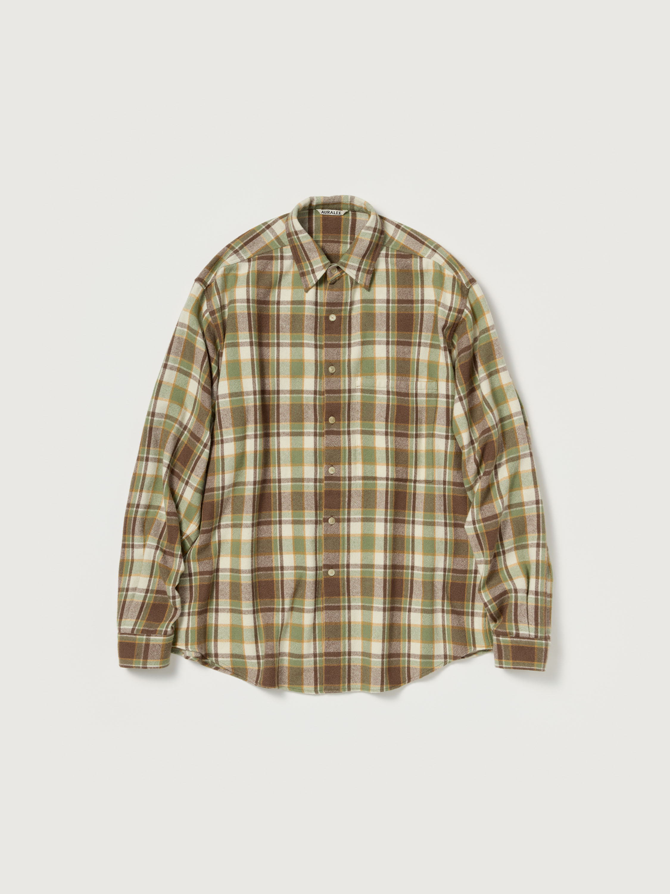 CASHMERE SILK CHECKED FLANNEL BIG SHIRT 詳細画像 BROWN CHECK 5