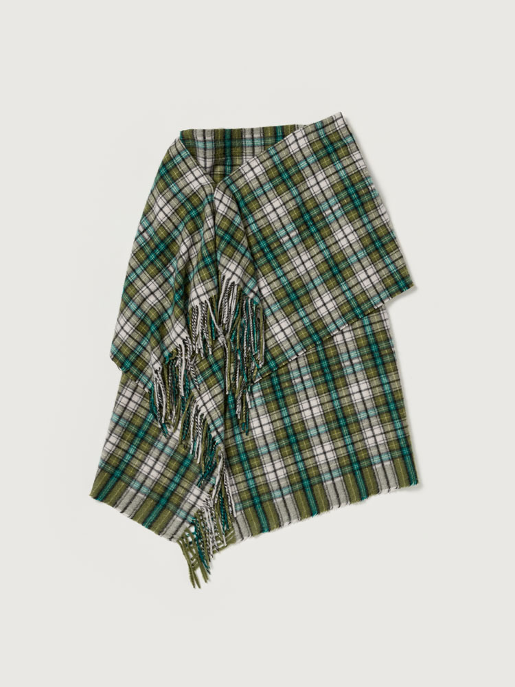CASHMERE CHECK WRAP SKIRT