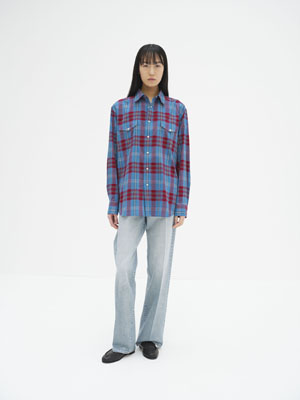 HIGH TWIST COTTON SILK CHECK SHIRT