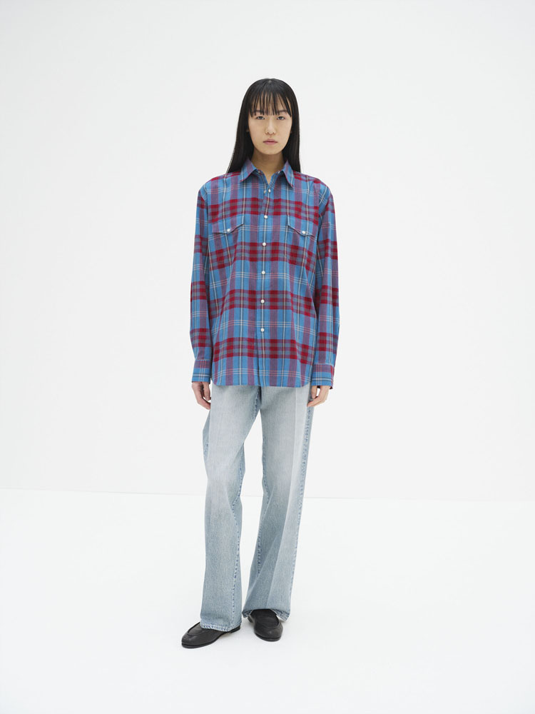 HIGH TWIST COTTON SILK CHECK SHIRT