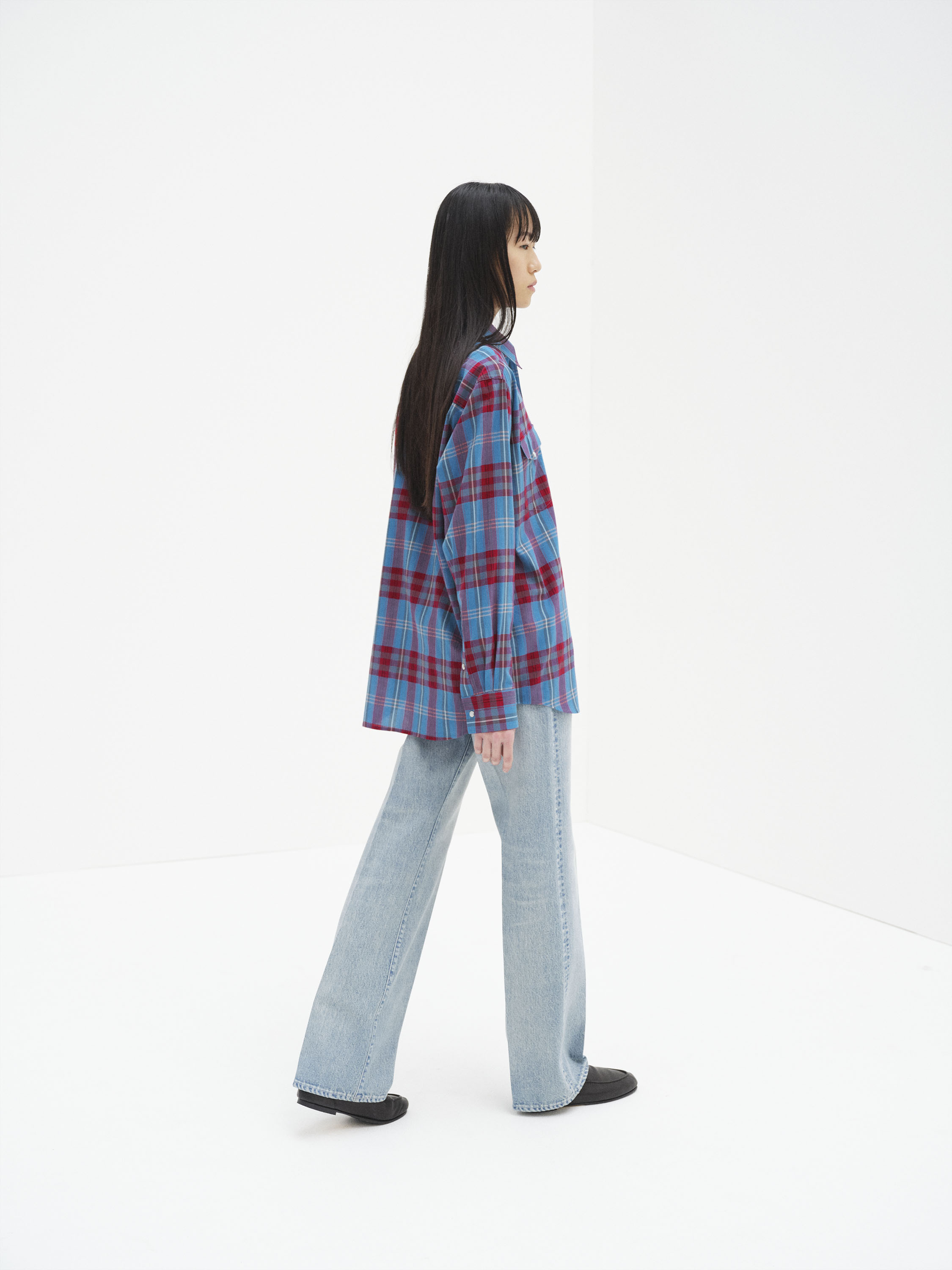 HIGH TWIST COTTON SILK CHECK SHIRT 詳細画像 BLUE CHECK 3