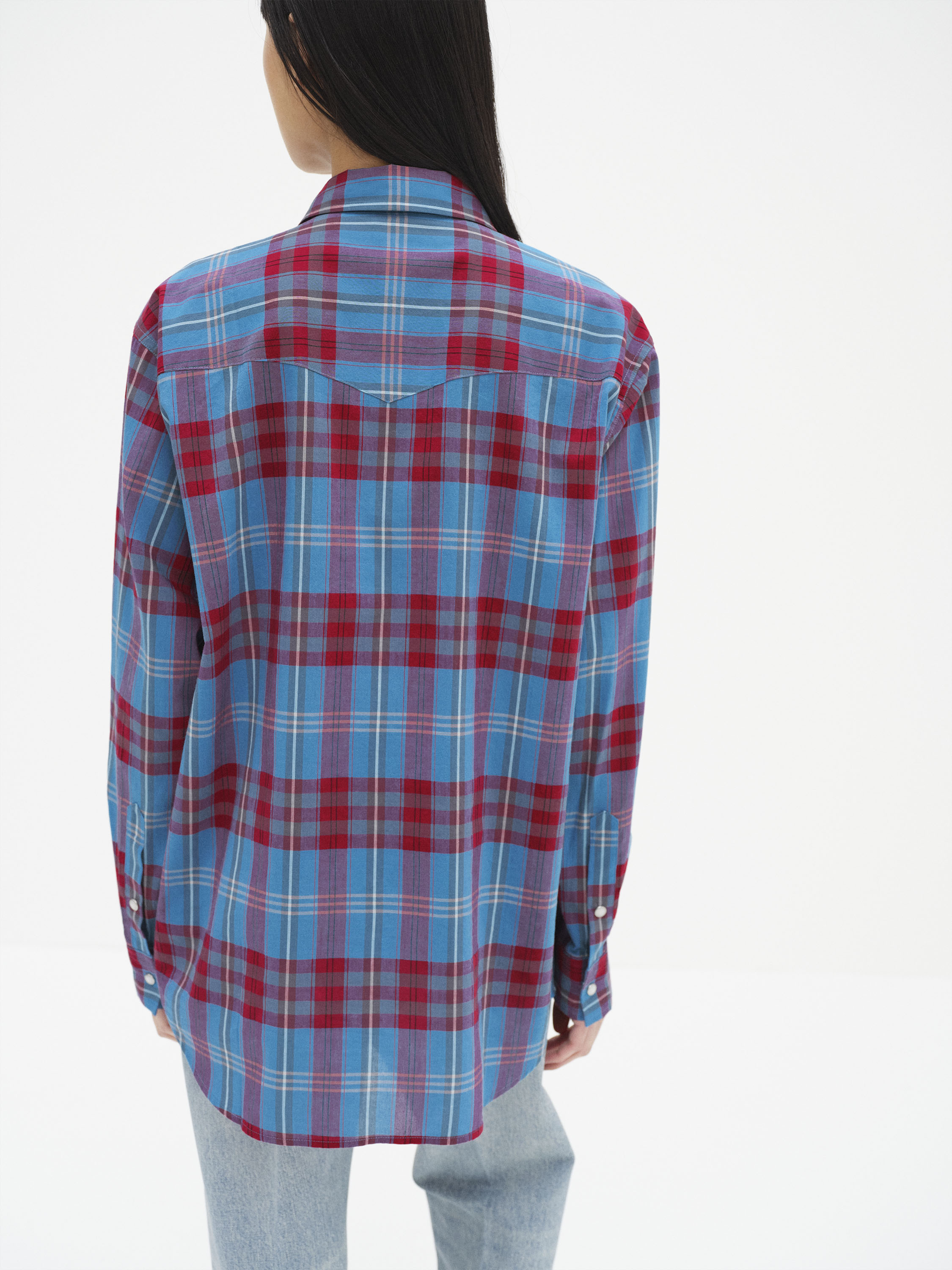 HIGH TWIST COTTON SILK CHECK SHIRT 詳細画像 BLUE CHECK 5