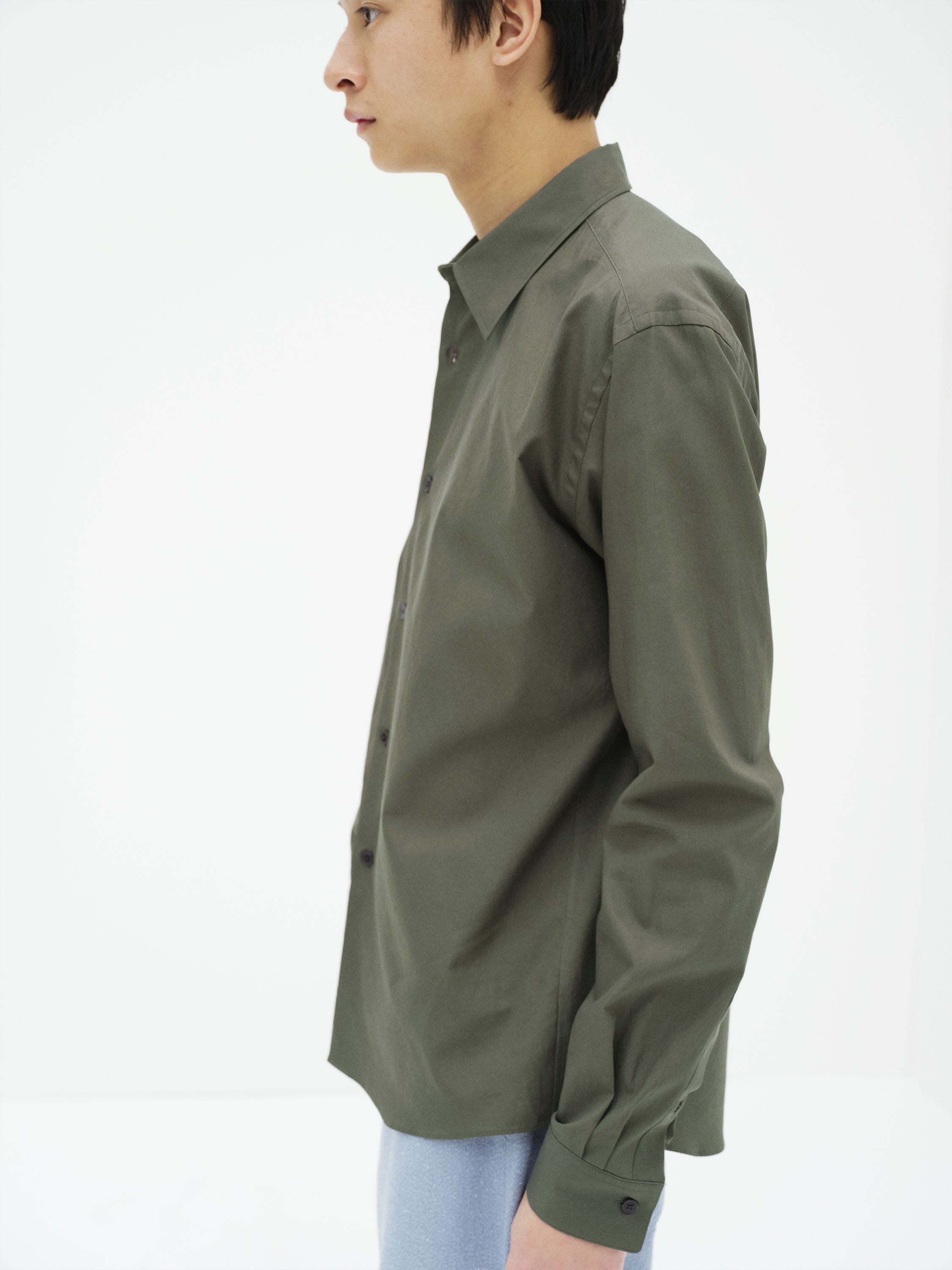WASHED FINX TWILL SLIM SHIRT 詳細画像 DARK OLIVE 3