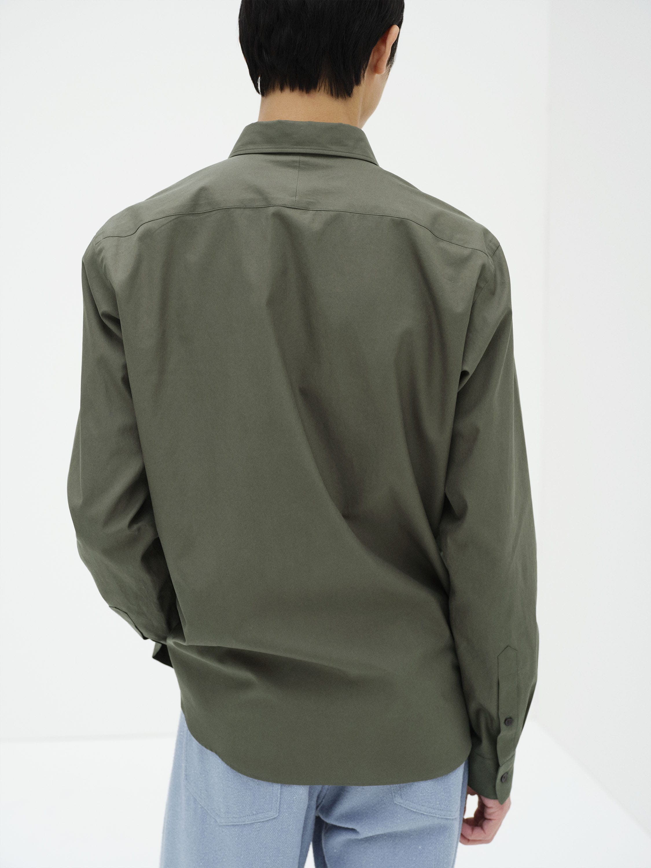 WASHED FINX TWILL SLIM SHIRT 詳細画像 DARK OLIVE 4