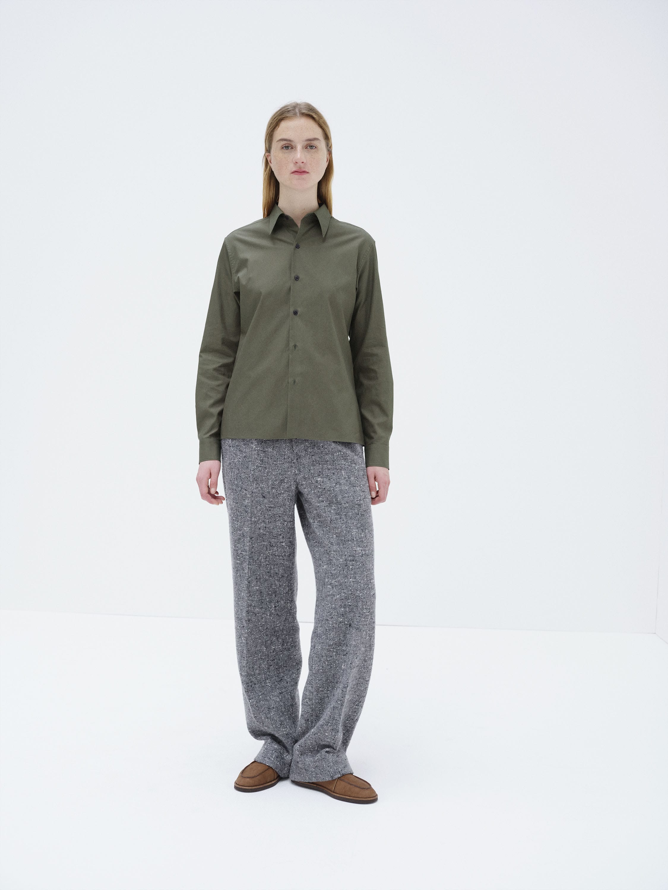 WASHED FINX TWILL SLIM SHIRT 詳細画像 DARK OLIVE 2