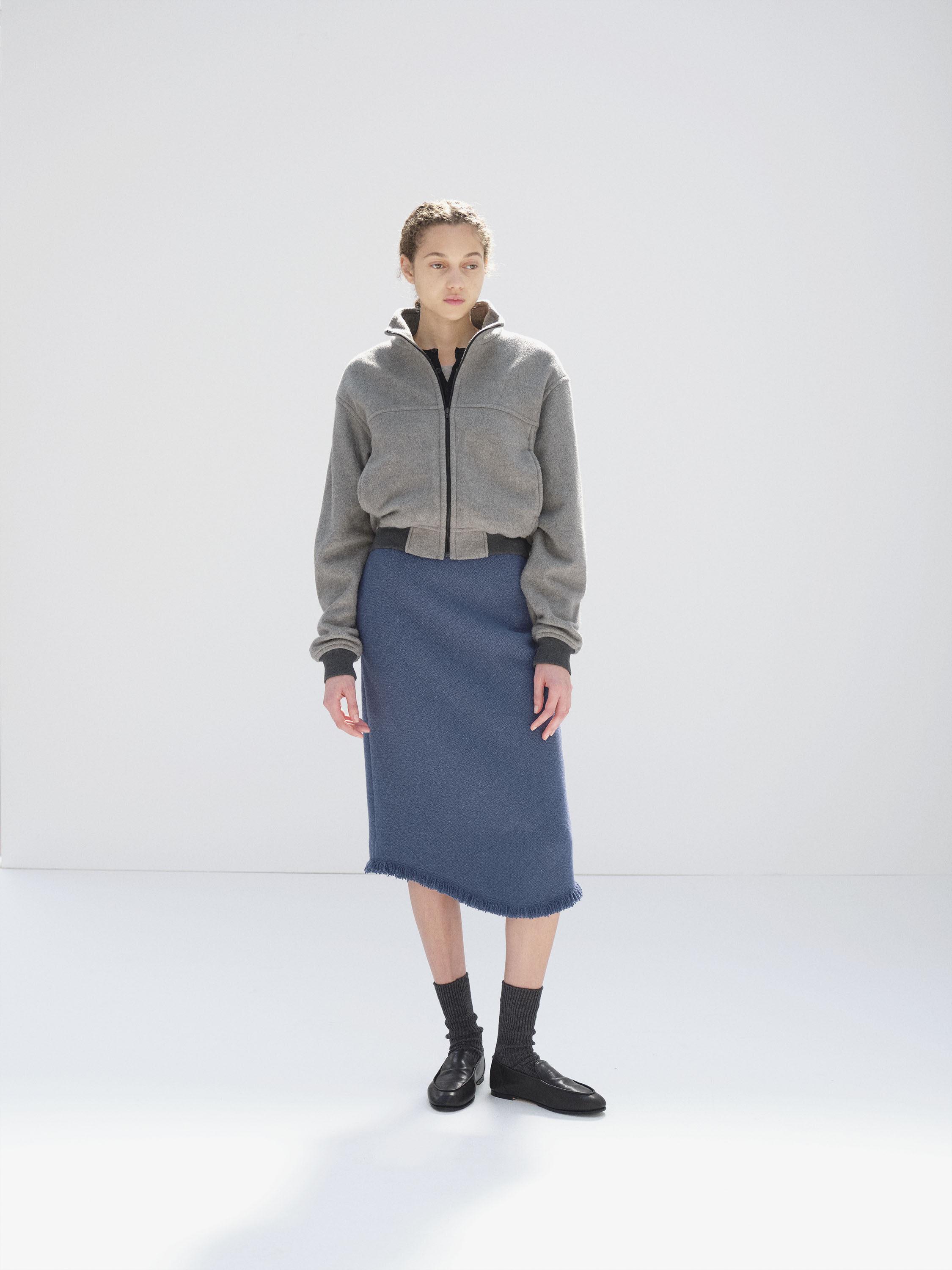 HOMESPUN TWEED FRINGE SKIRT 詳細画像 DUSTY BLUE 1