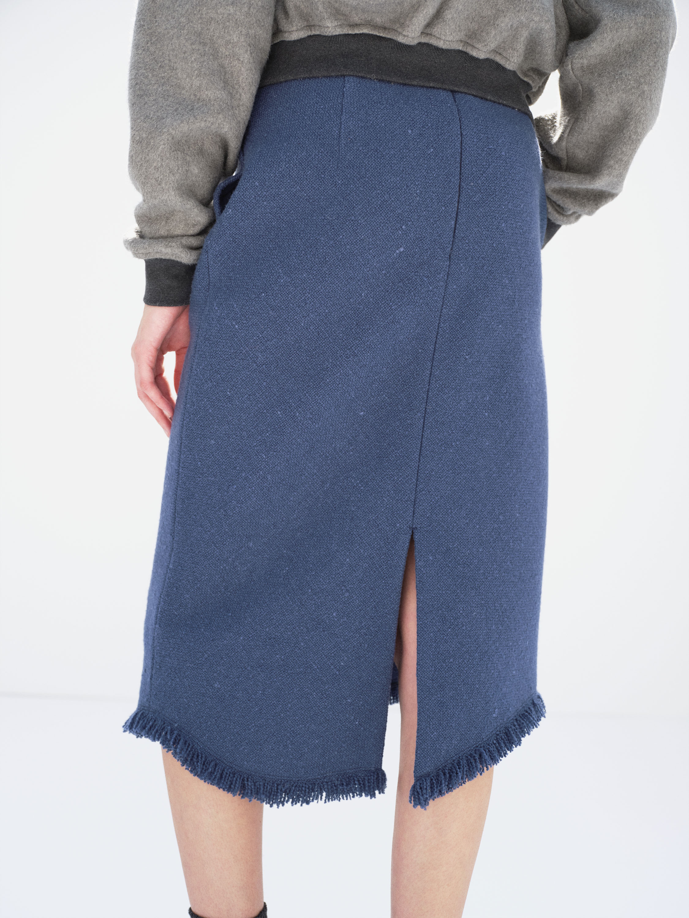HOMESPUN TWEED FRINGE SKIRT 詳細画像 DUSTY BLUE 4