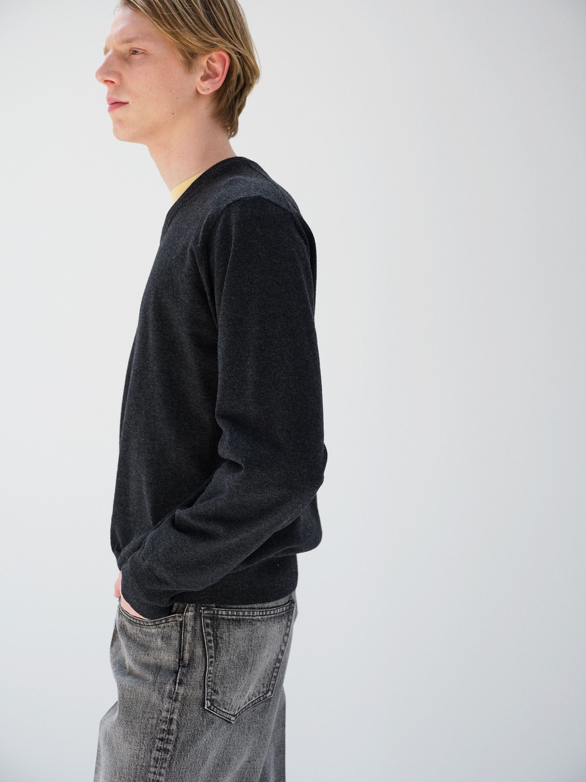 HIGH TWIST WOOL KNIT V-NECK P/O 詳細画像 CHARCOAL 3