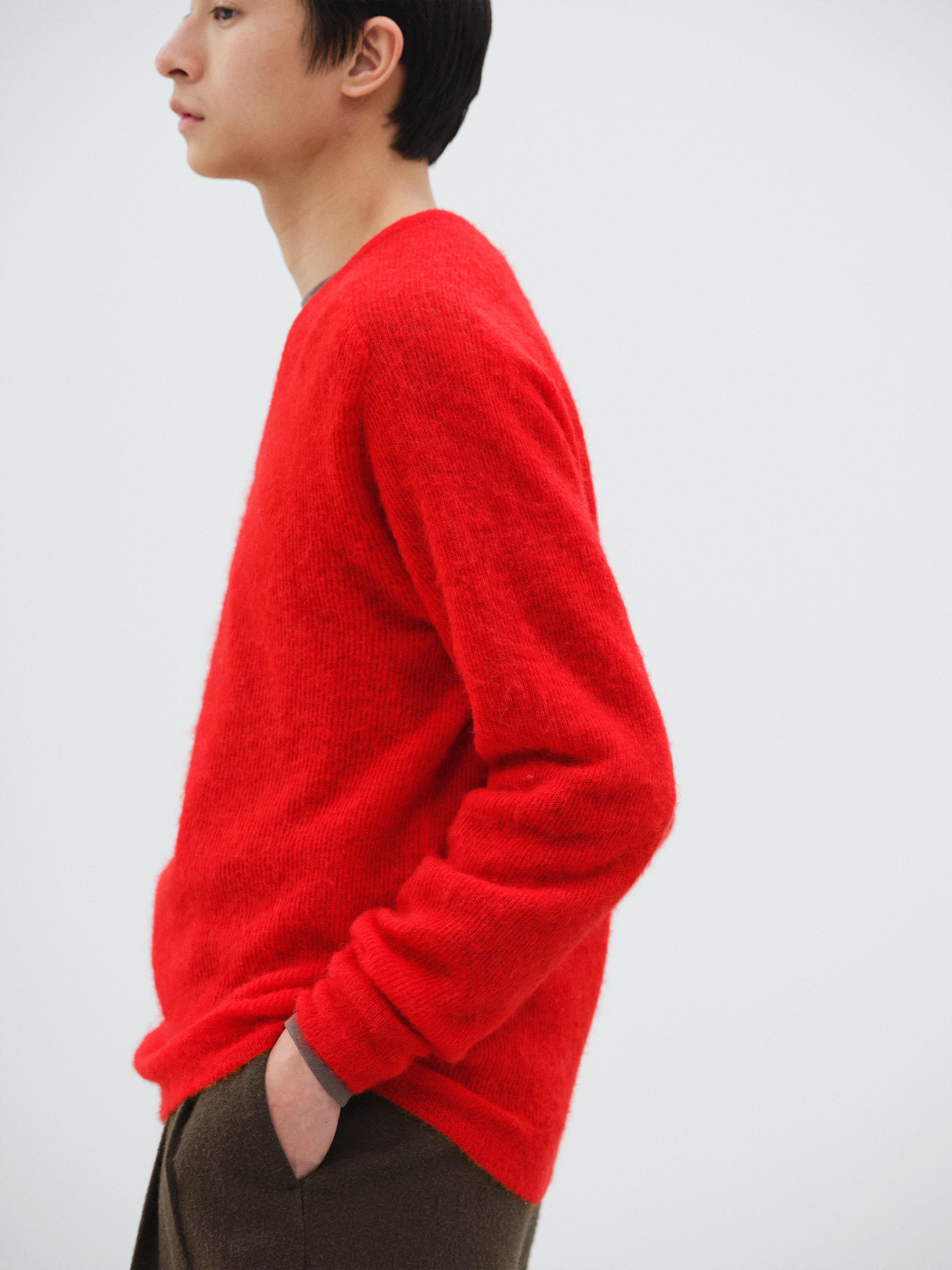 BABY SURI ALPACA SHEER KNIT V-NECK P/O 詳細画像 RED 3