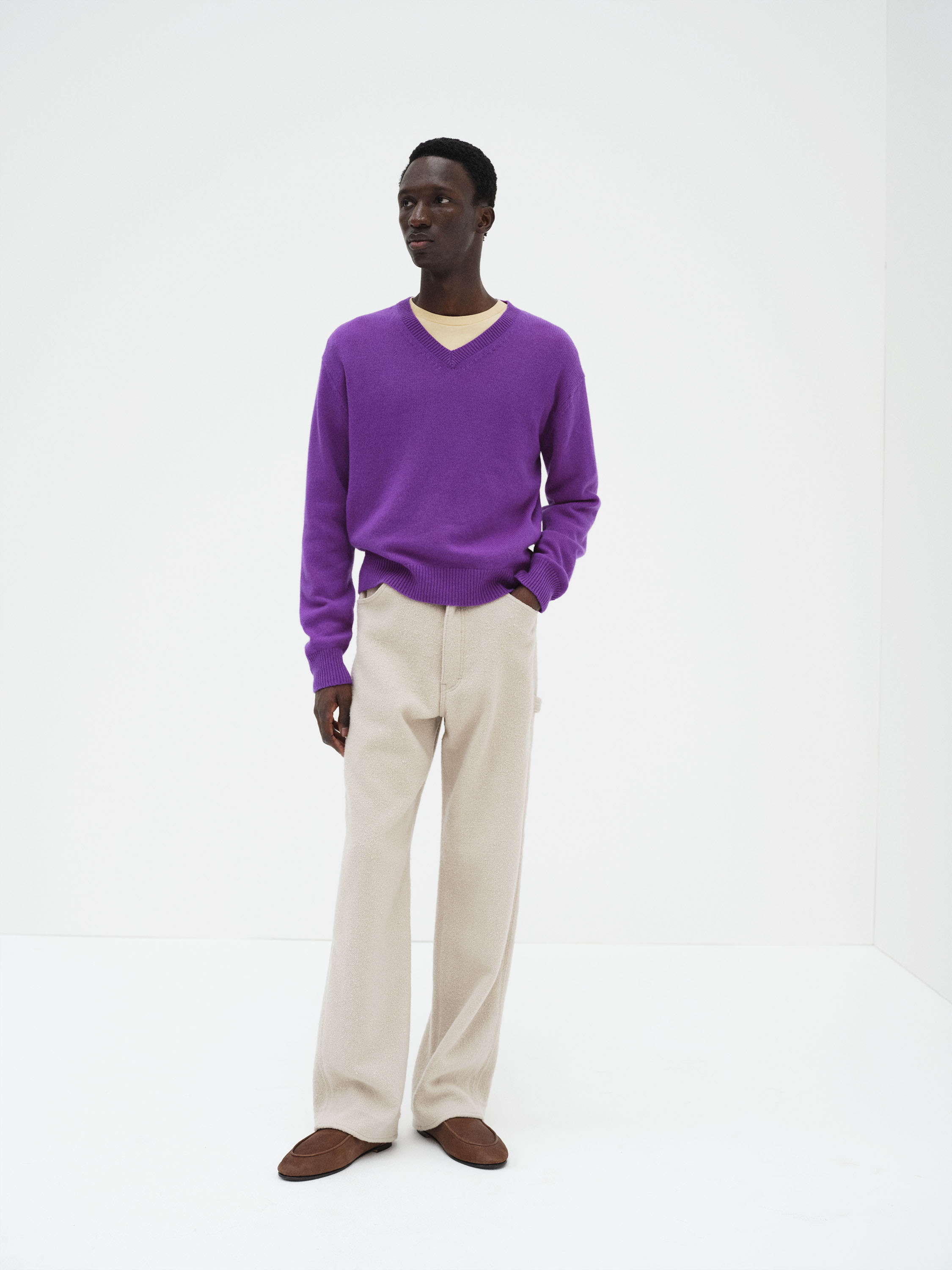 LIGHT CASHMERE KNIT V-NECK P/O 詳細画像 PURPLE 1