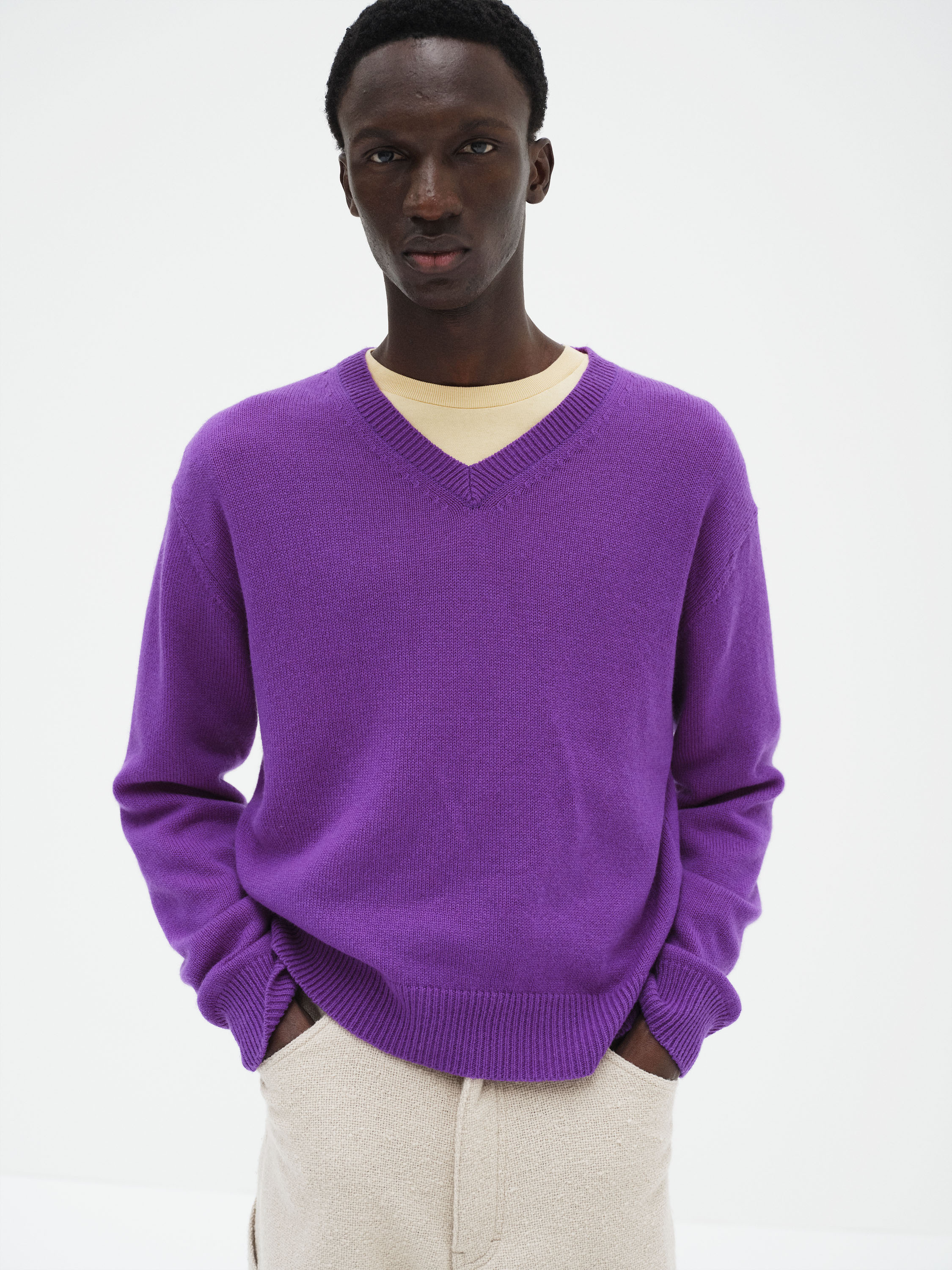 LIGHT CASHMERE KNIT V-NECK P/O 詳細画像 PURPLE 2