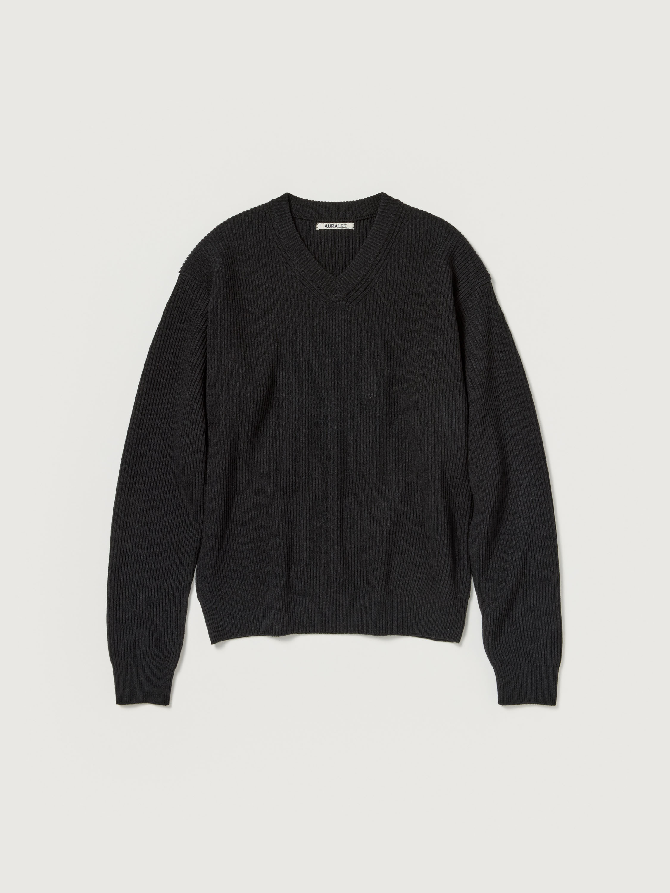 SUPER FINE WOOL RIB KNIT V-NECK P/O 詳細画像 TOP BLACK 1