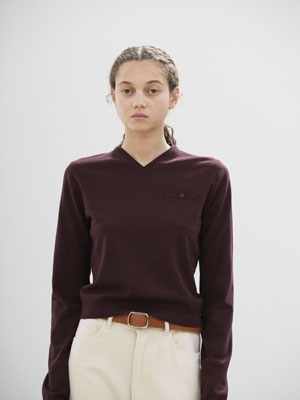 HIGH TWIST WOOL KNIT V-NECK P/O