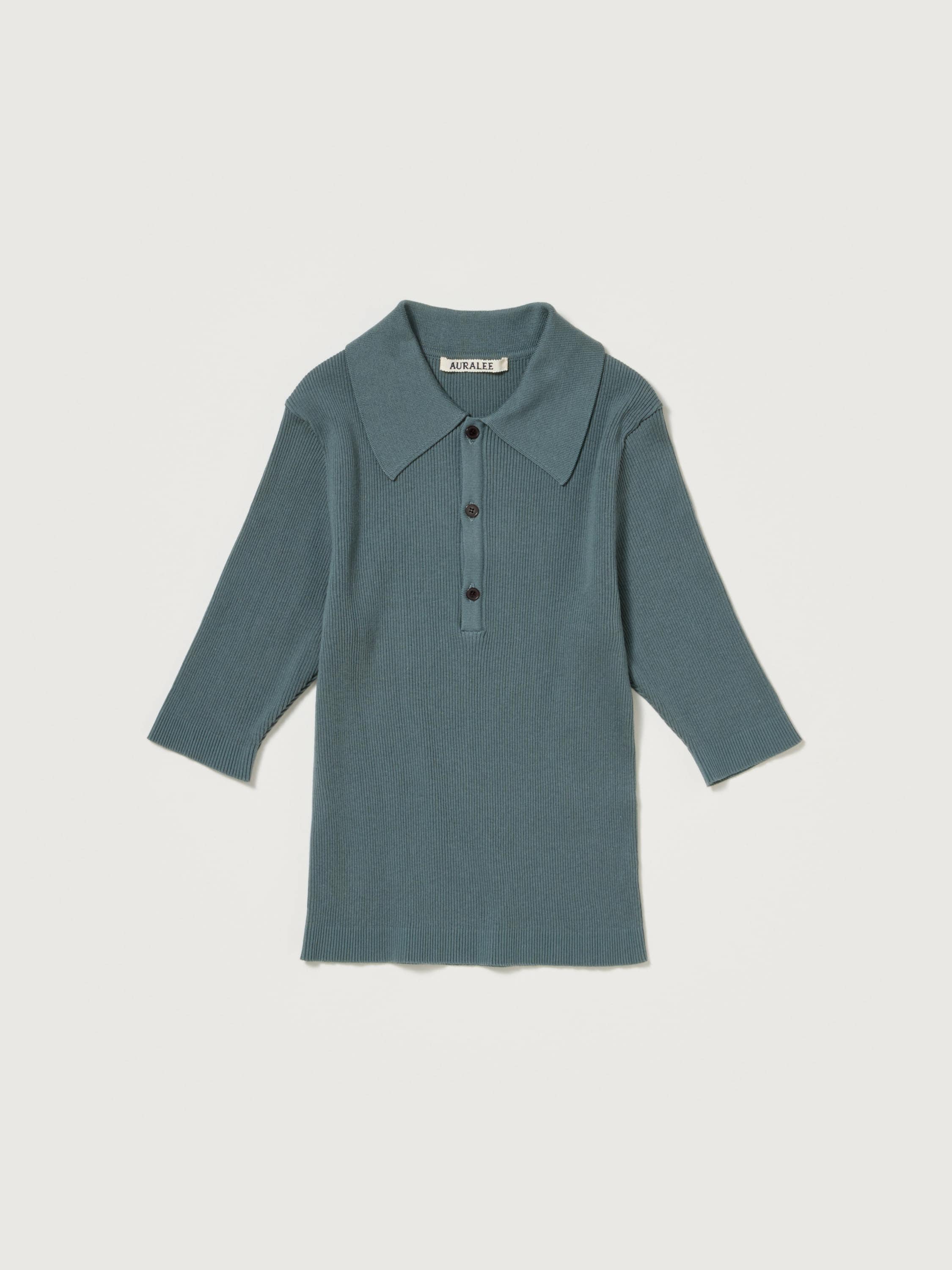 COTTON HIGH GAUGE RIB KNIT POLO 詳細画像 SAGE GRAY 1