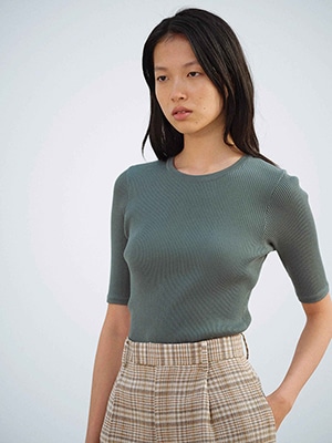 COTTON HIGH GAUGE RIB KNIT TEE