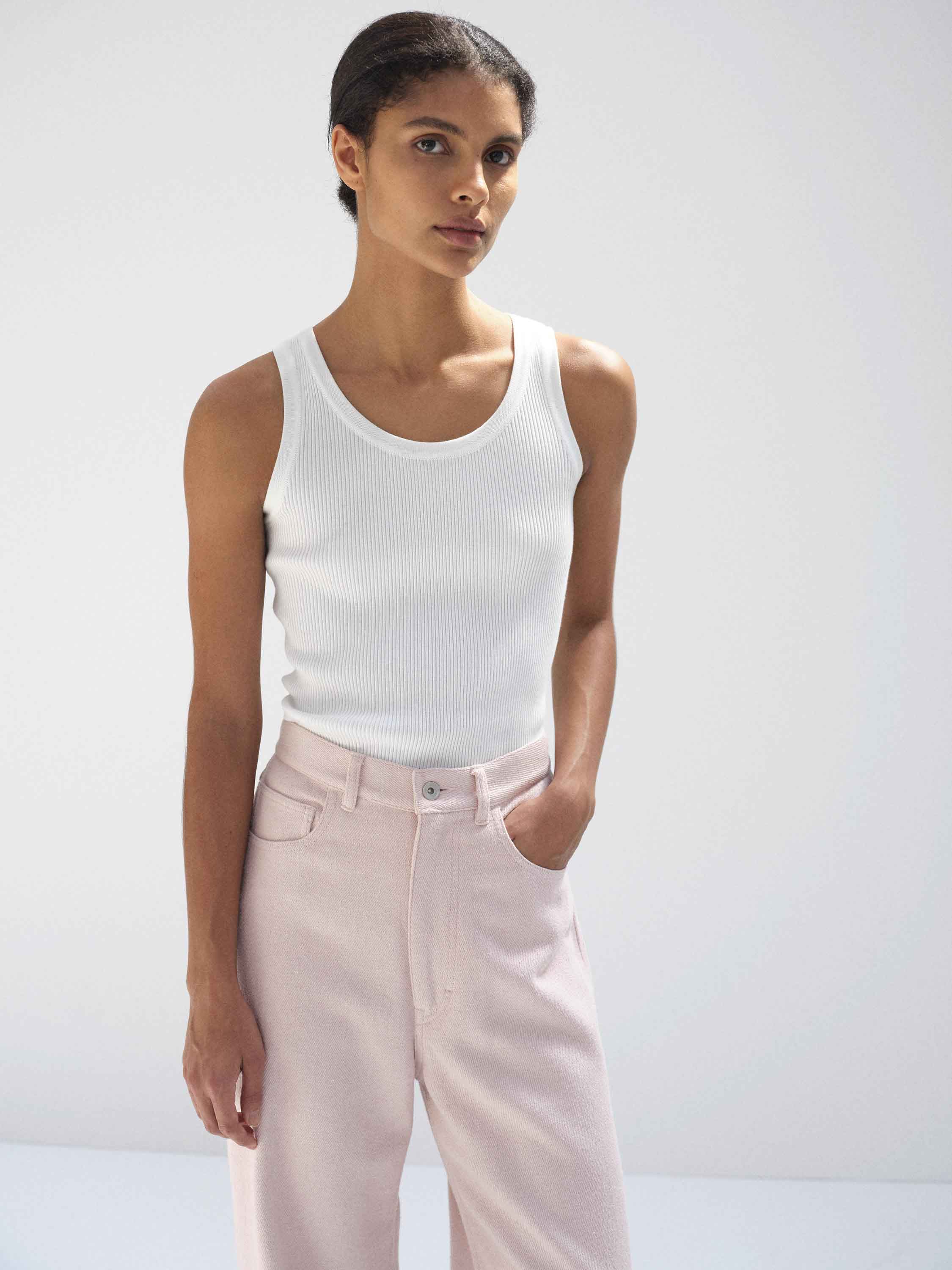 COTTON HIGH GAUGE RIB KNIT TANK 詳細画像 WHITE 1