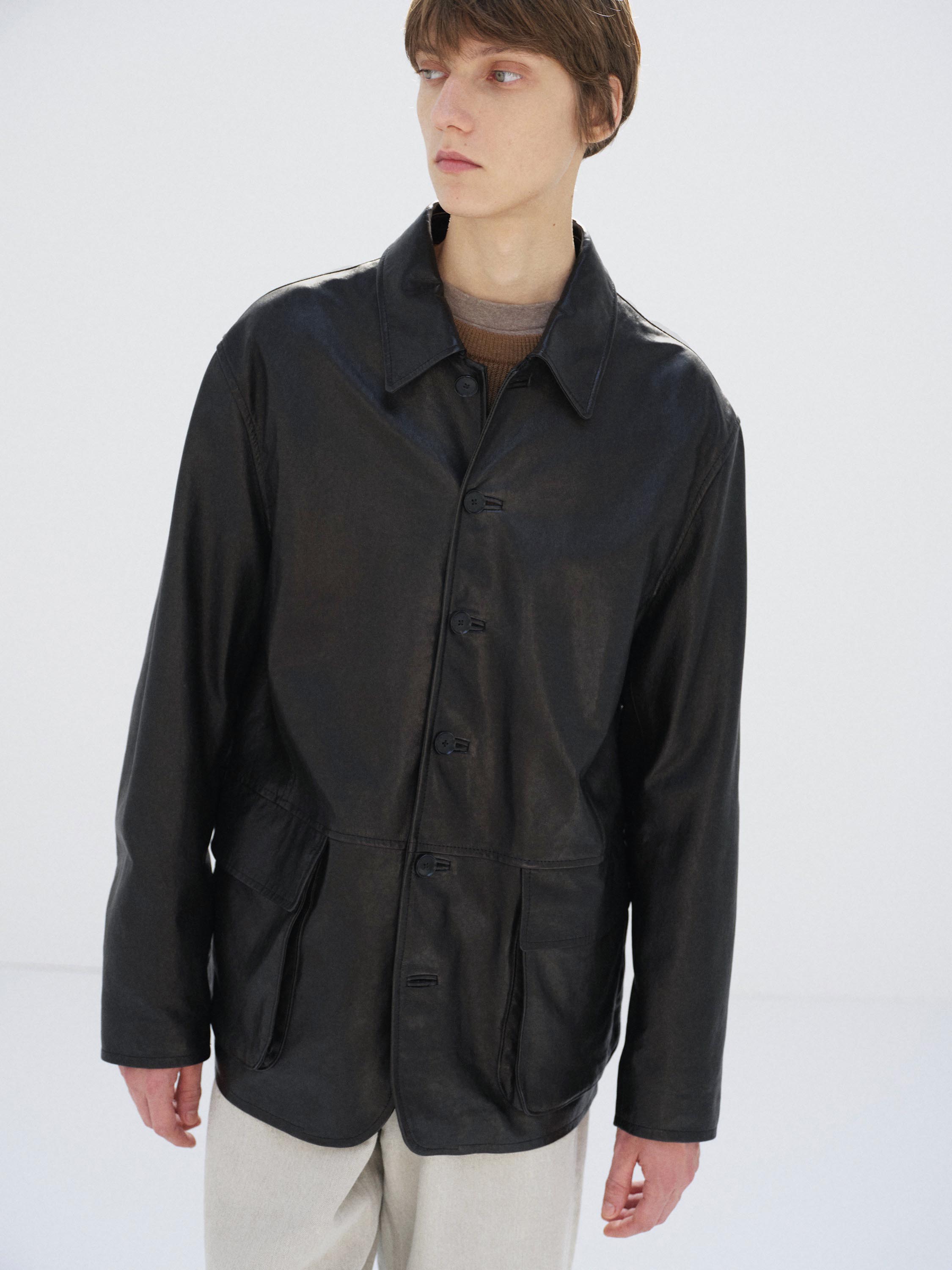 TEXTURED LAMB LEATHER BLOUSON 詳細画像 BLACK 2