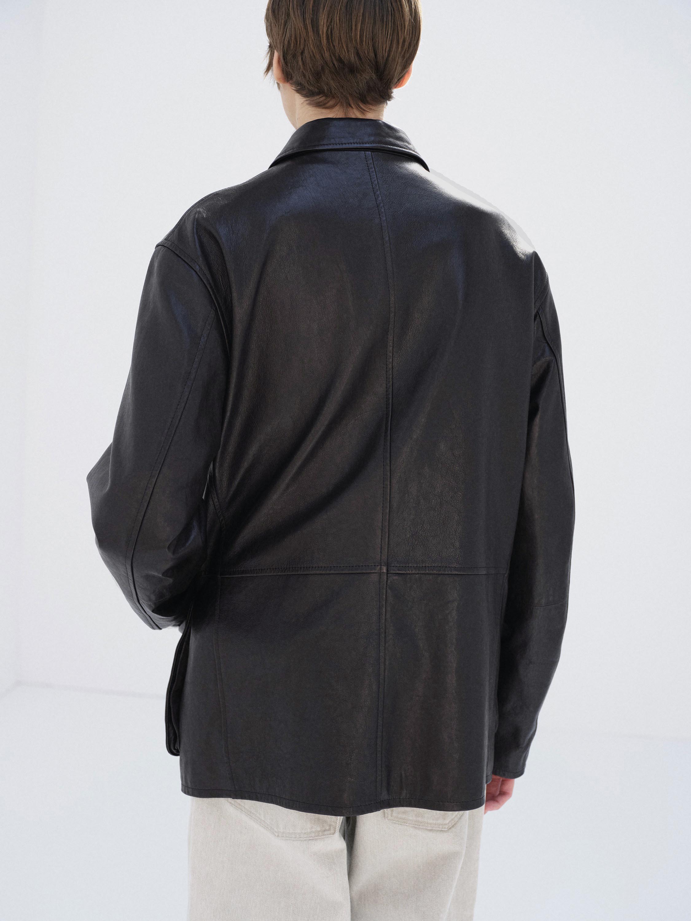 TEXTURED LAMB LEATHER BLOUSON 詳細画像 BLACK 4