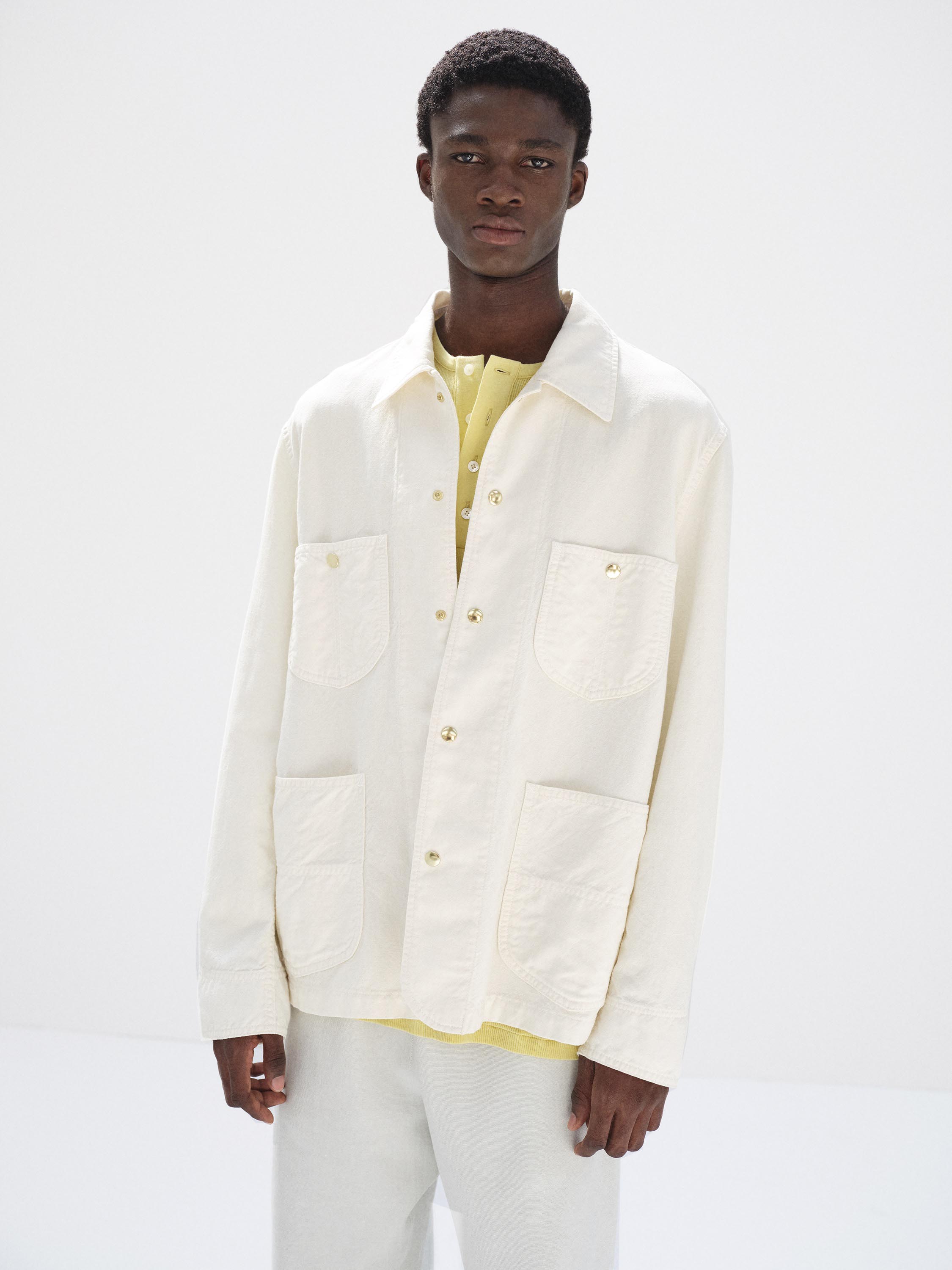 WOOL COTTON LINEN OX WORK JACKET 詳細画像 OFF WHITE 2