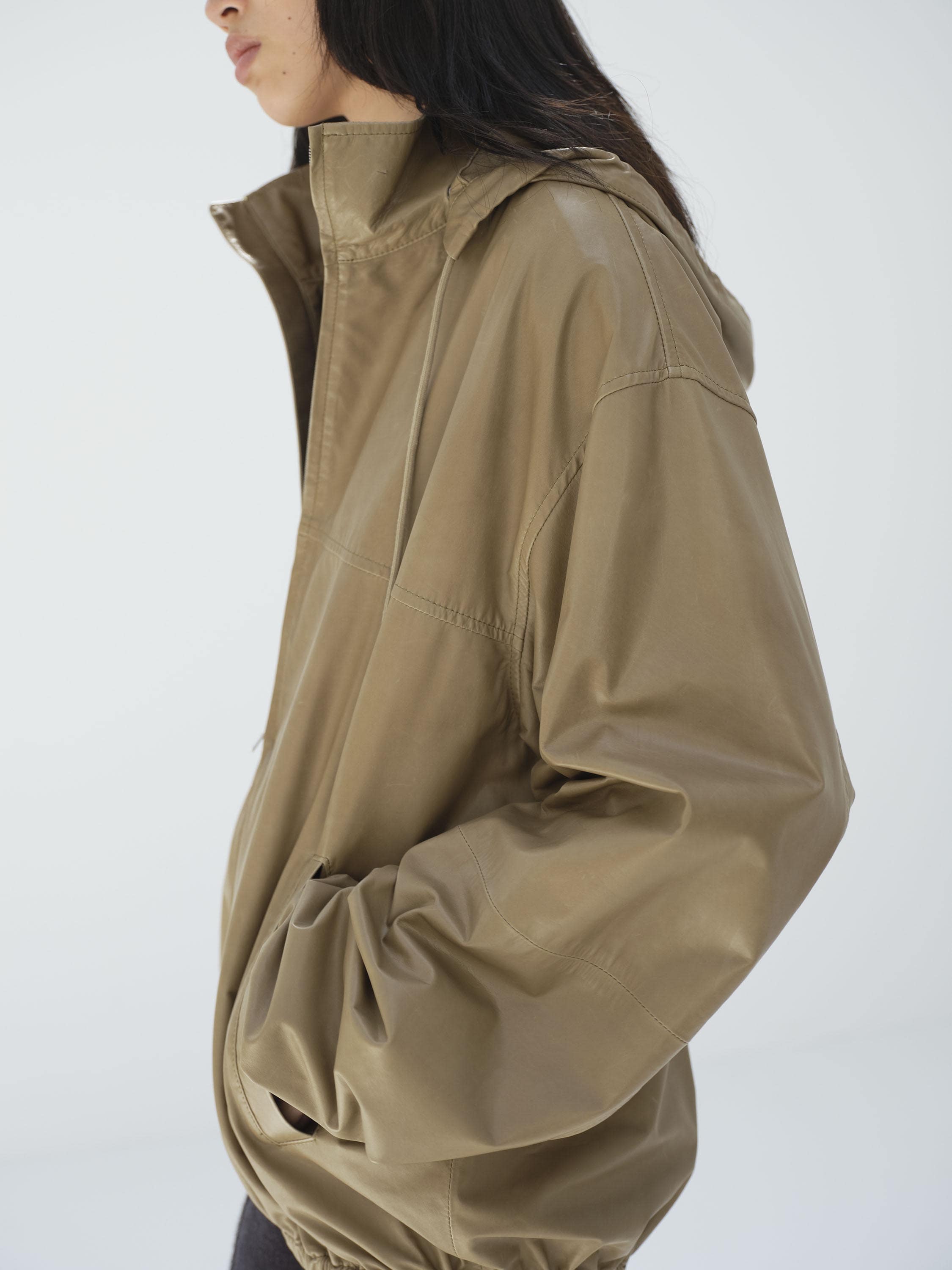 FINE BABY CALF HOODED BLOUSON 詳細画像 KHAKI BEIGE 3