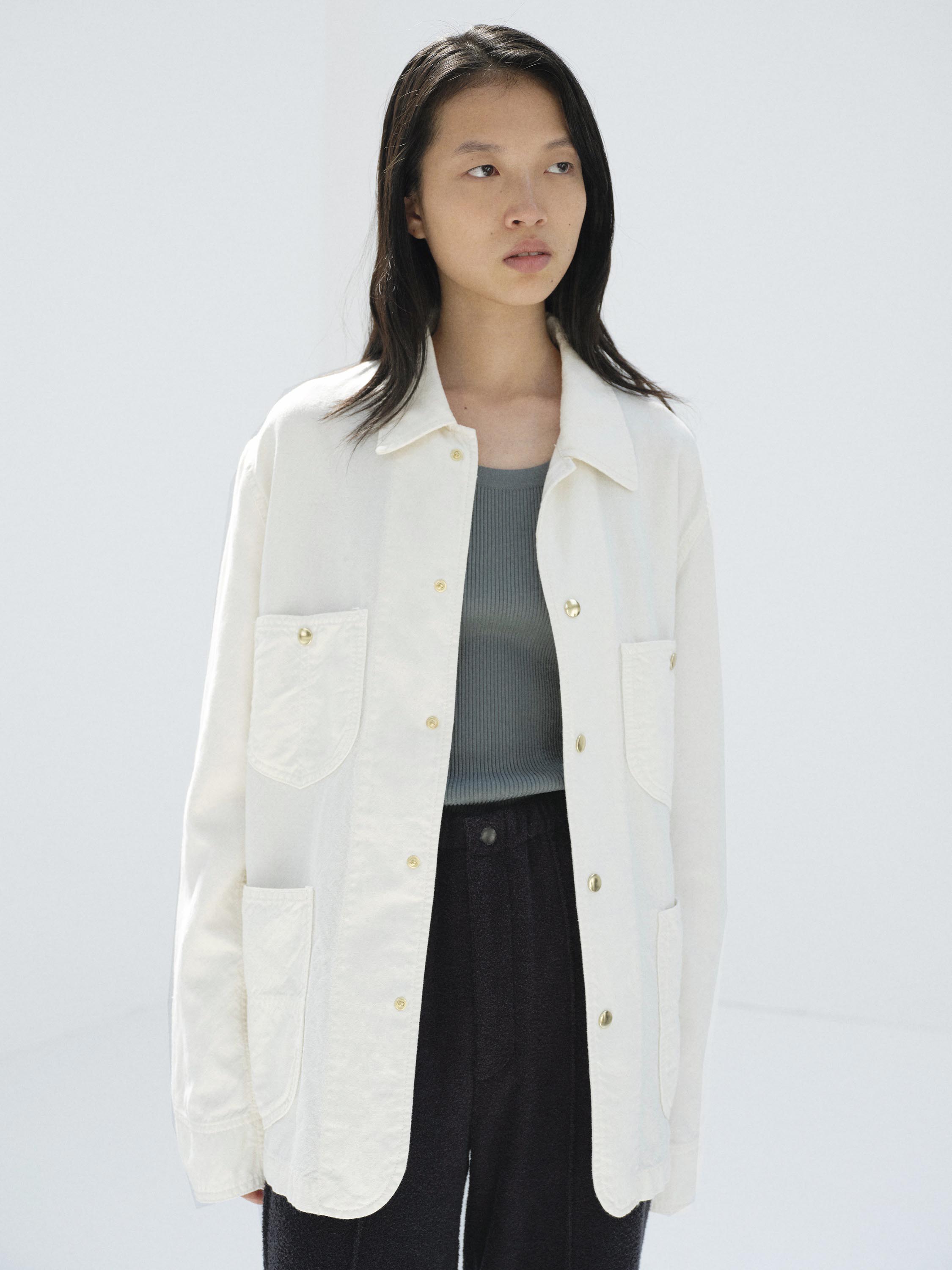 WOOL COTTON LINEN OX WORK JACKET 詳細画像 OFF WHITE 2