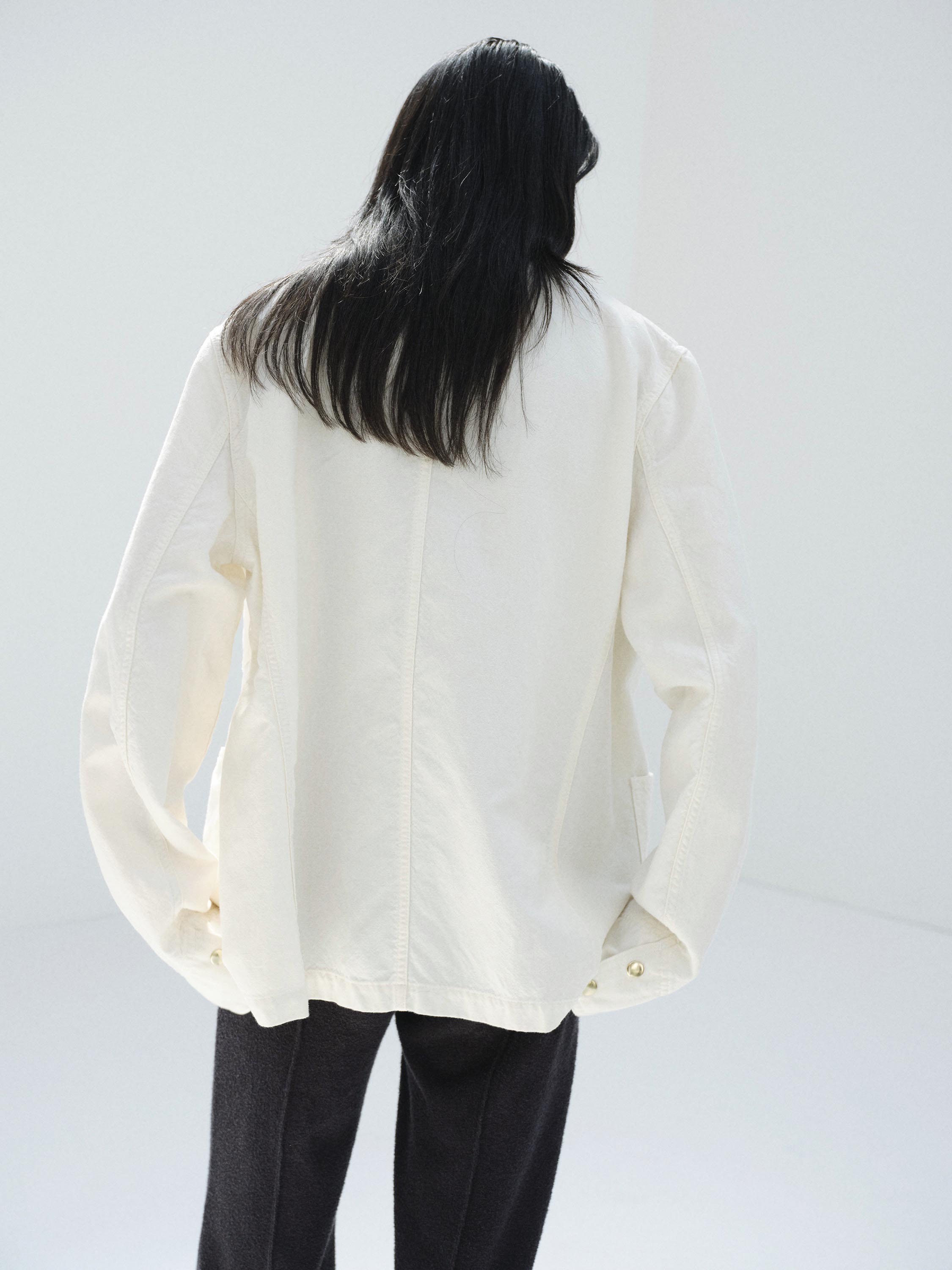 WOOL COTTON LINEN OX WORK JACKET 詳細画像 OFF WHITE 4