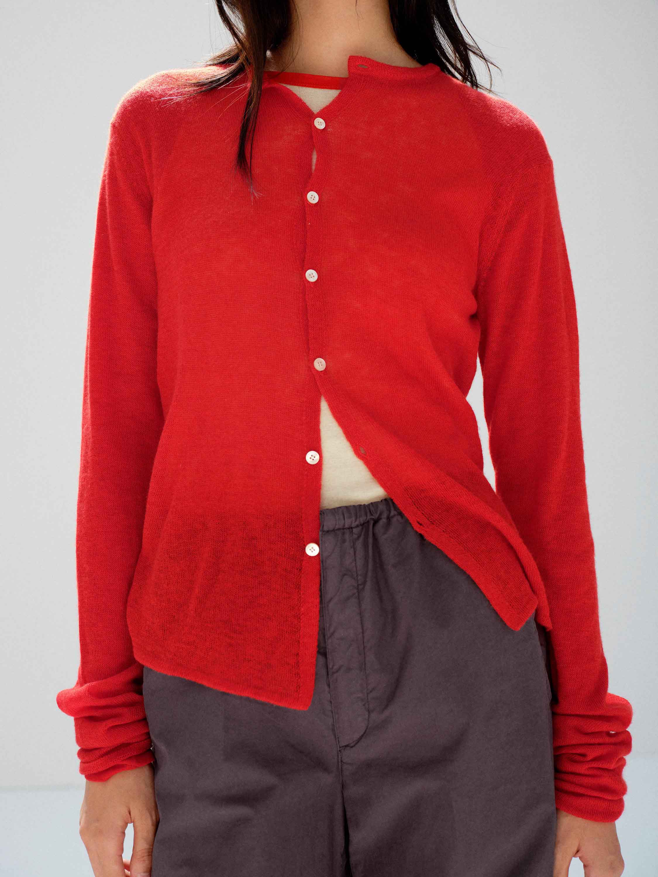 SHEER CASHMERE KNIT CARDIGAN 詳細画像 RED ORANGE 3
