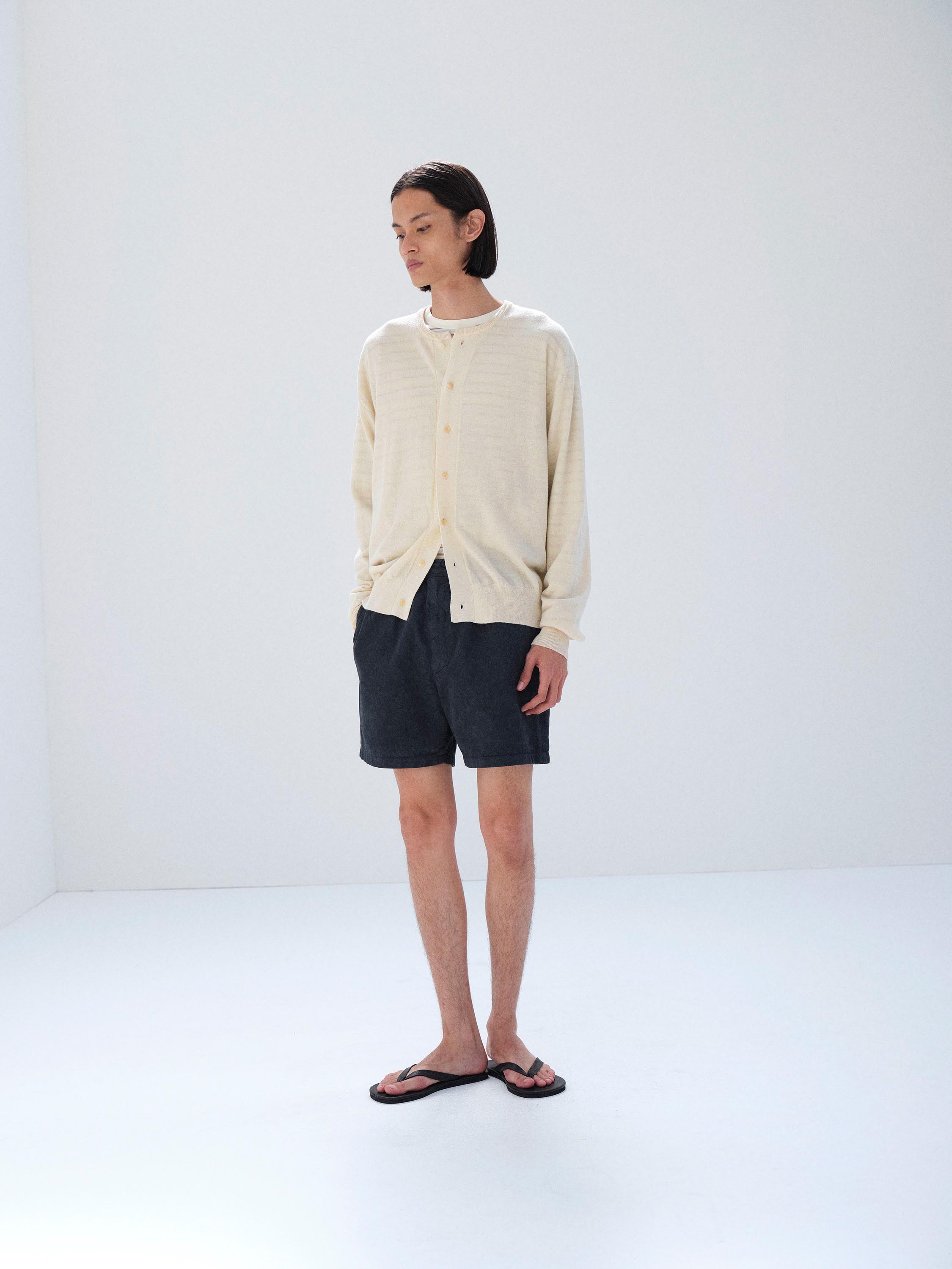 CASHMERE HARD TWIST KNIT CARDIGAN 詳細画像 IVORY WHITE 1