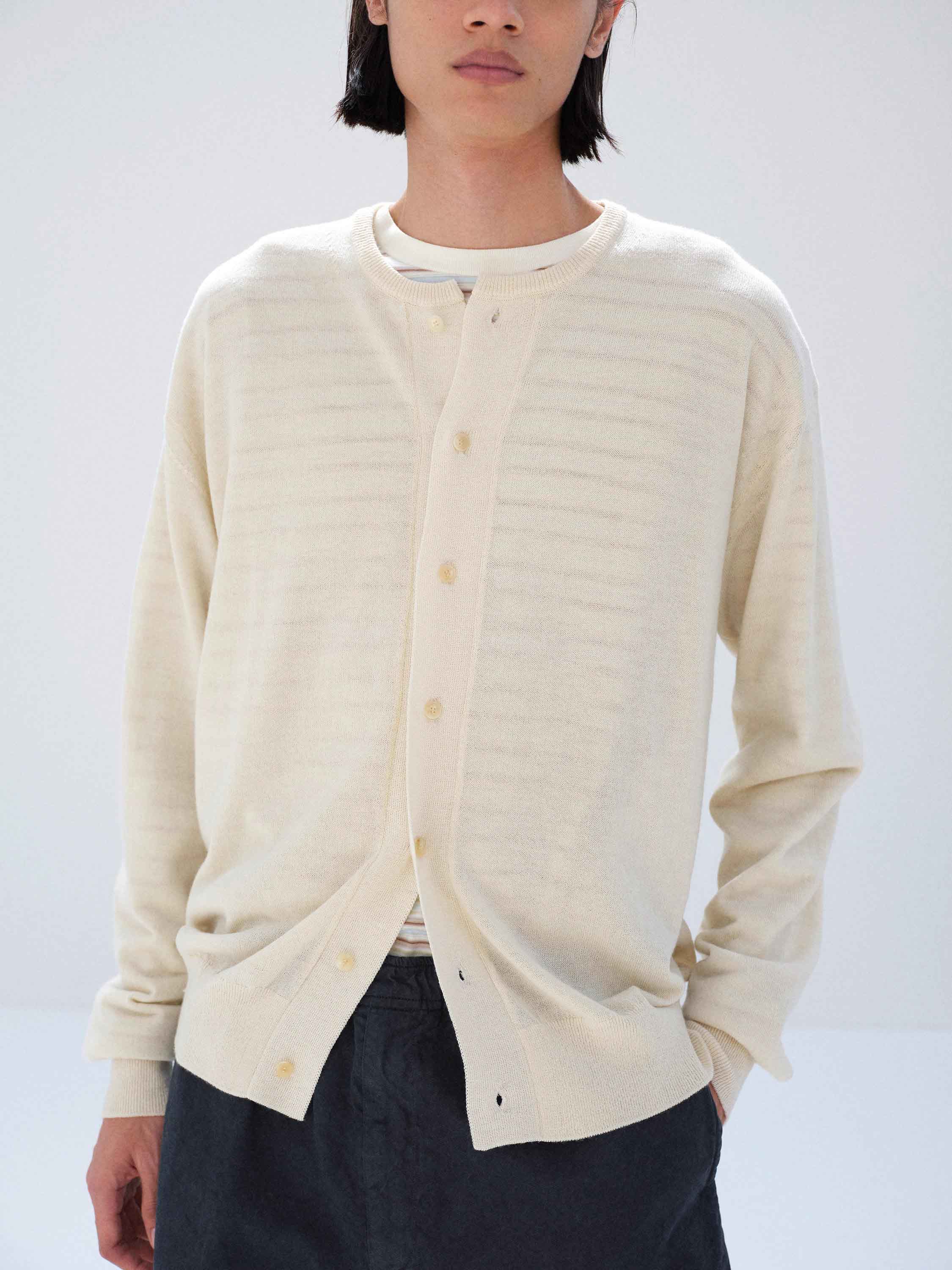 CASHMERE HARD TWIST KNIT CARDIGAN 詳細画像 IVORY WHITE 2