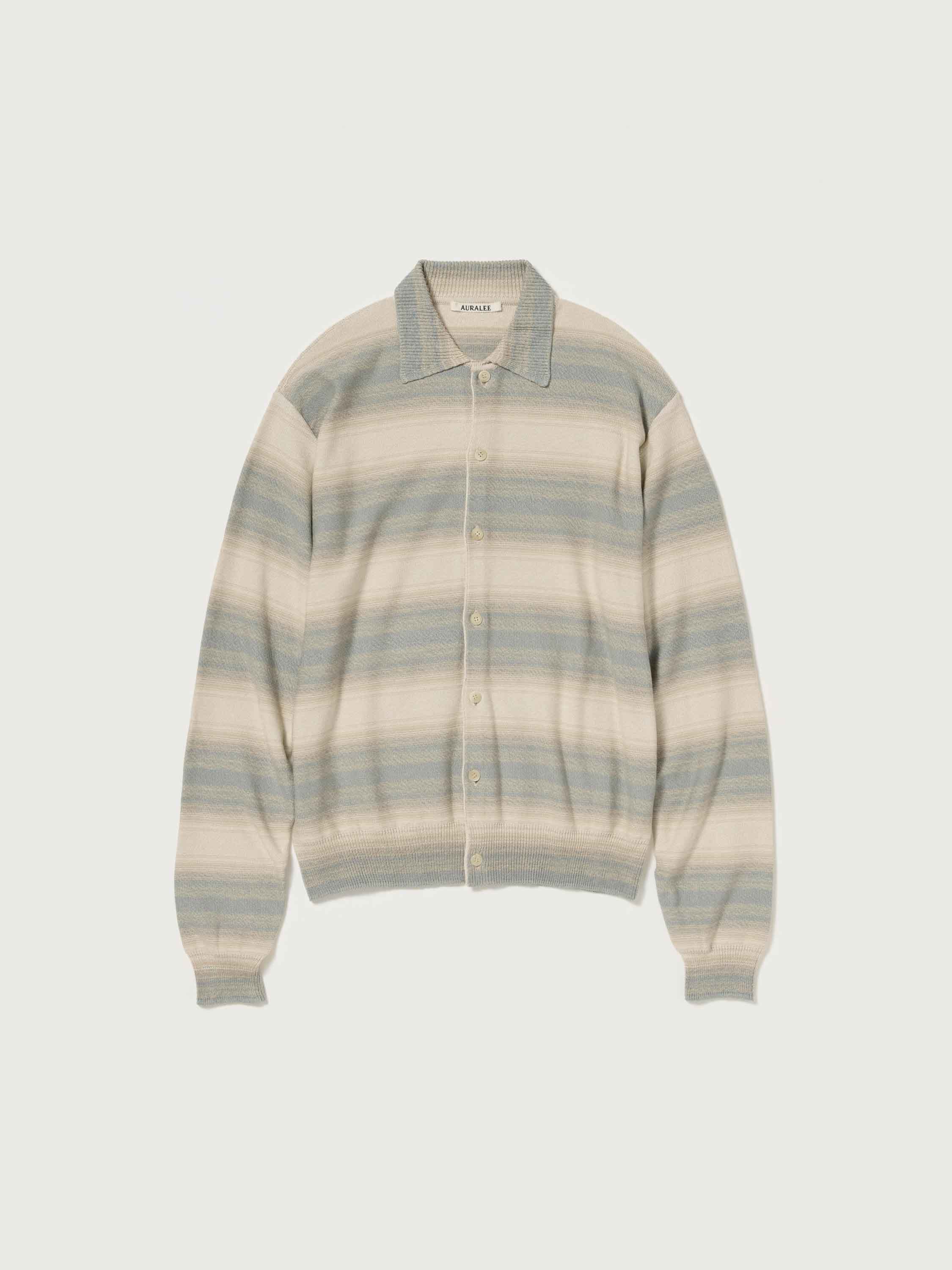 COTTON SILK GRADIENT STRIPE KNIT SHIRT CARDIGAN 詳細画像 BLUE BEIGE STRIPE 4