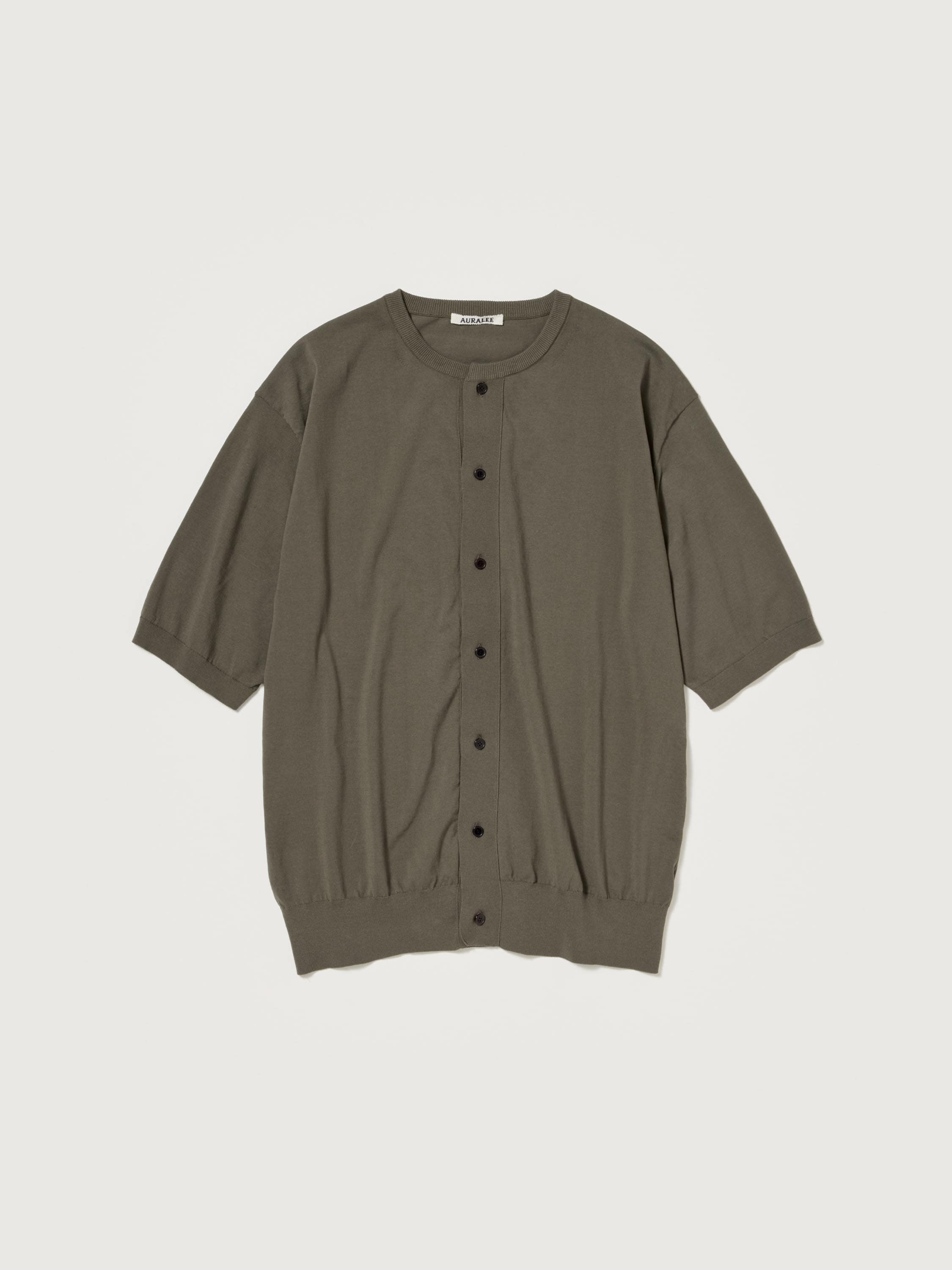 GIZA HIGH GAUGE KNIT HALF SLEEVED CARDIGAN 詳細画像 OLIVE GRAY 1