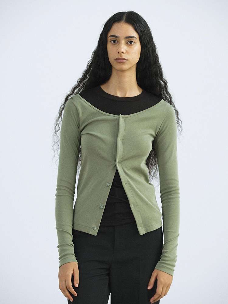ORGANIC COTTON FINE RIB CARDIGAN