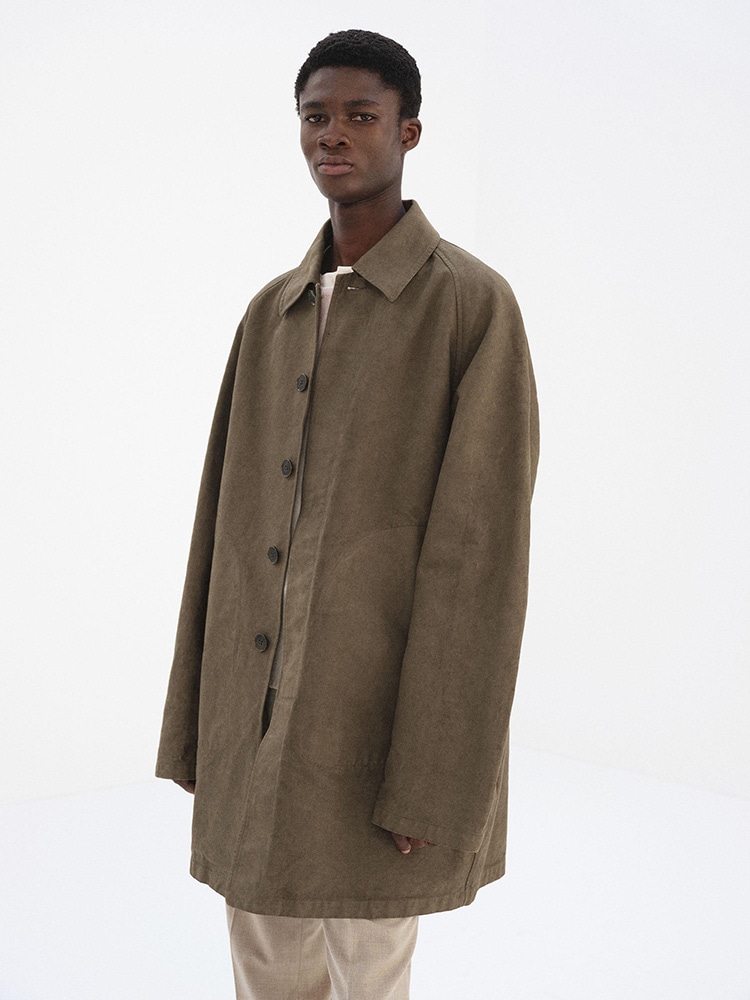 GARMENT-DYED ORGANIC COTTON HEAVY TWILL SHORT COAT