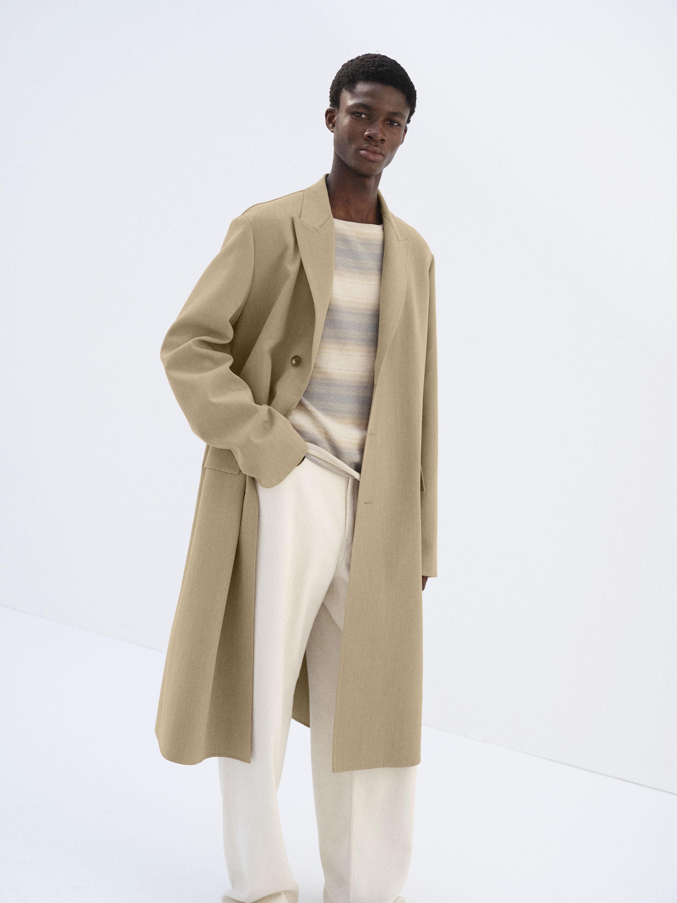 STRUCTURED WOOL GABARDINE HAND SEWN COAT 詳細画像 BROWN BEIGE 4